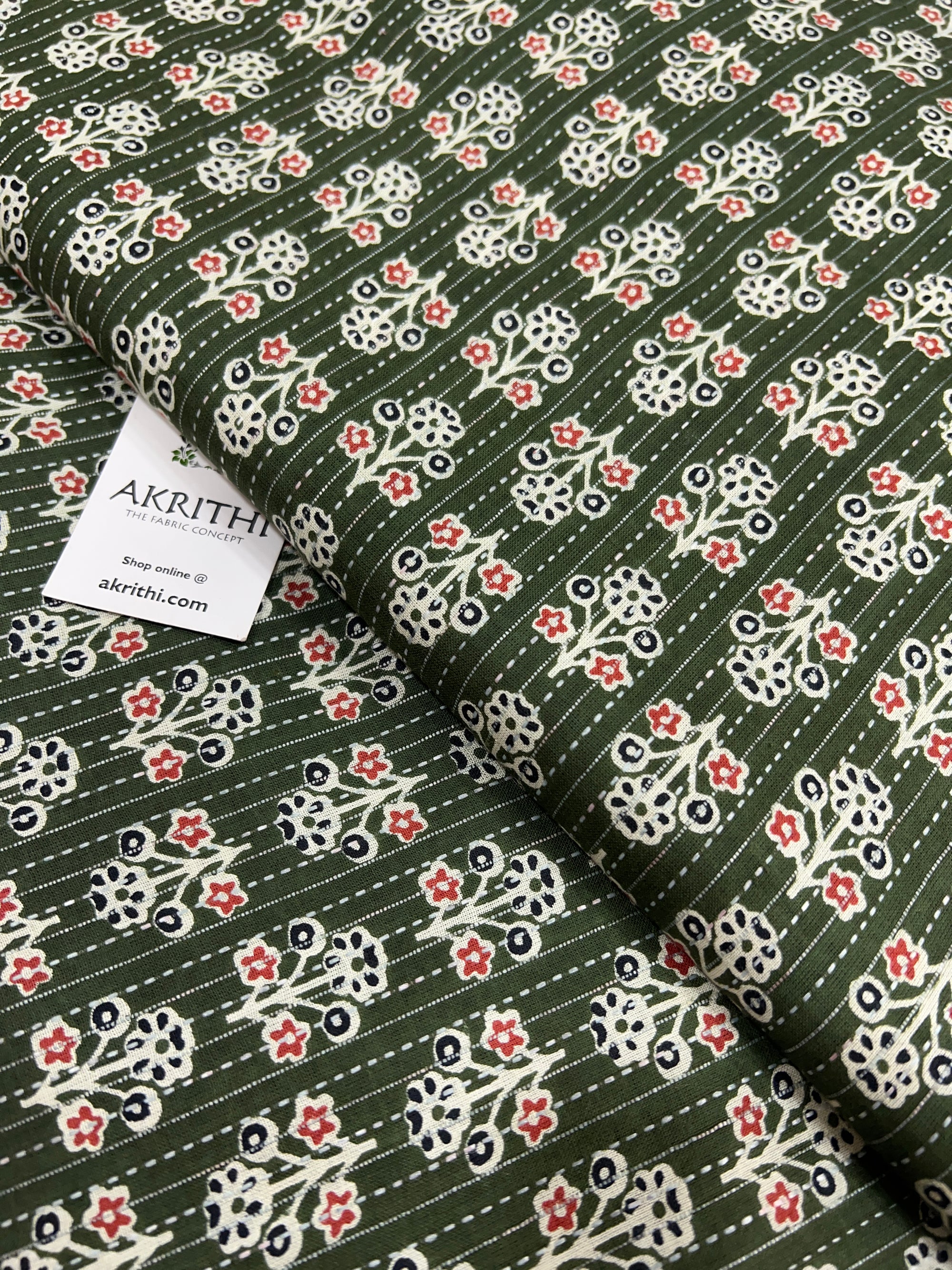 Printed Kantha pure cotton fabric