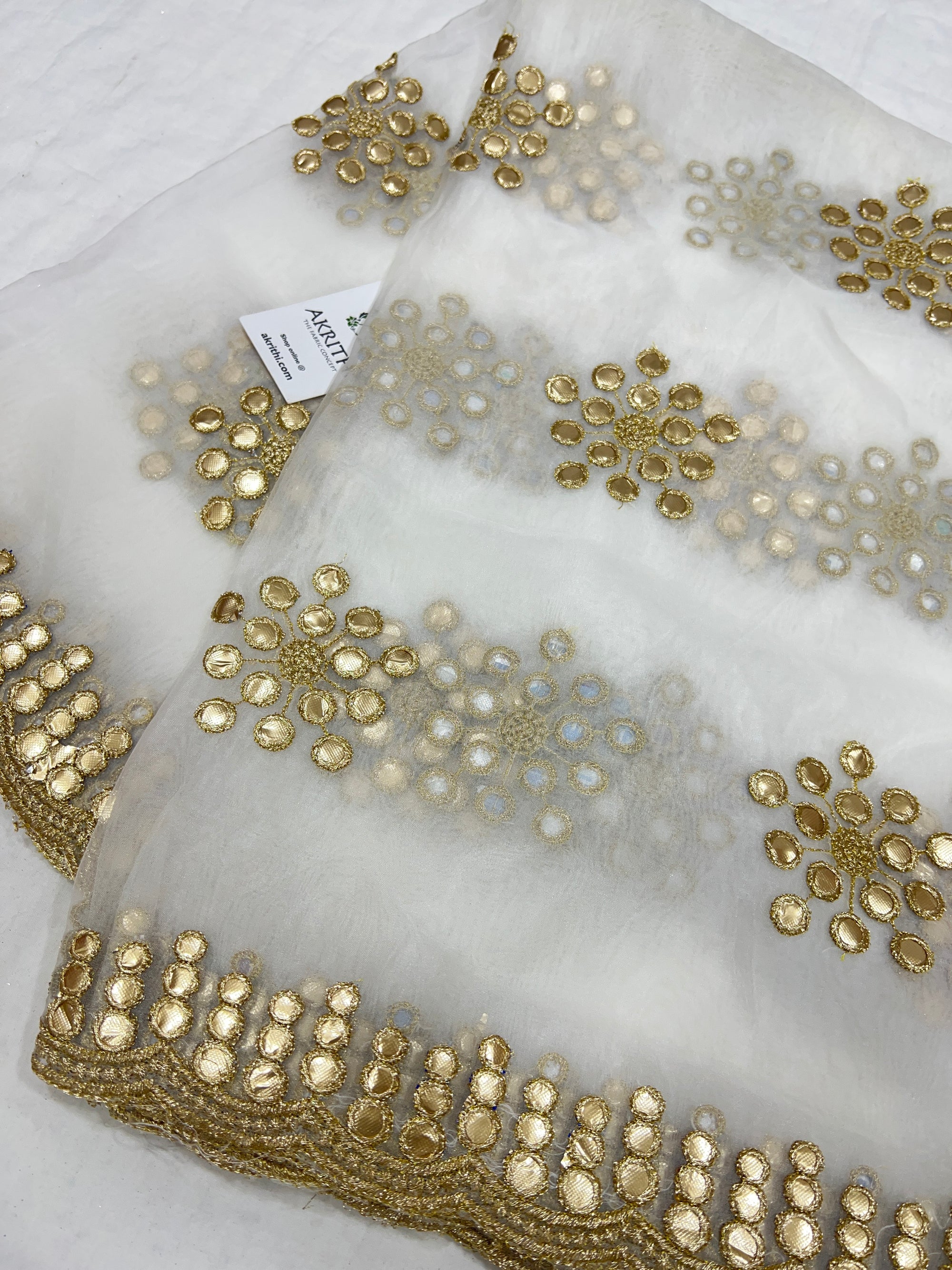 Dyeable Embroidered organza dupatta