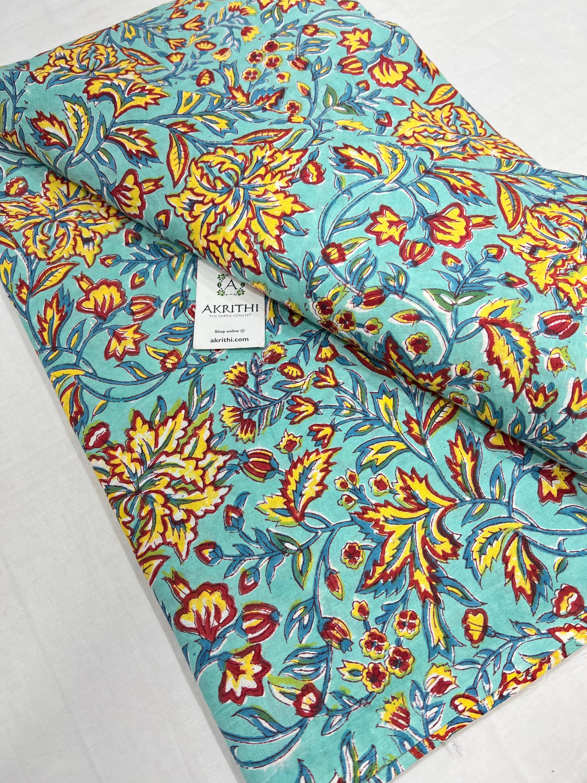 Hand block Printed pure cotton fabric