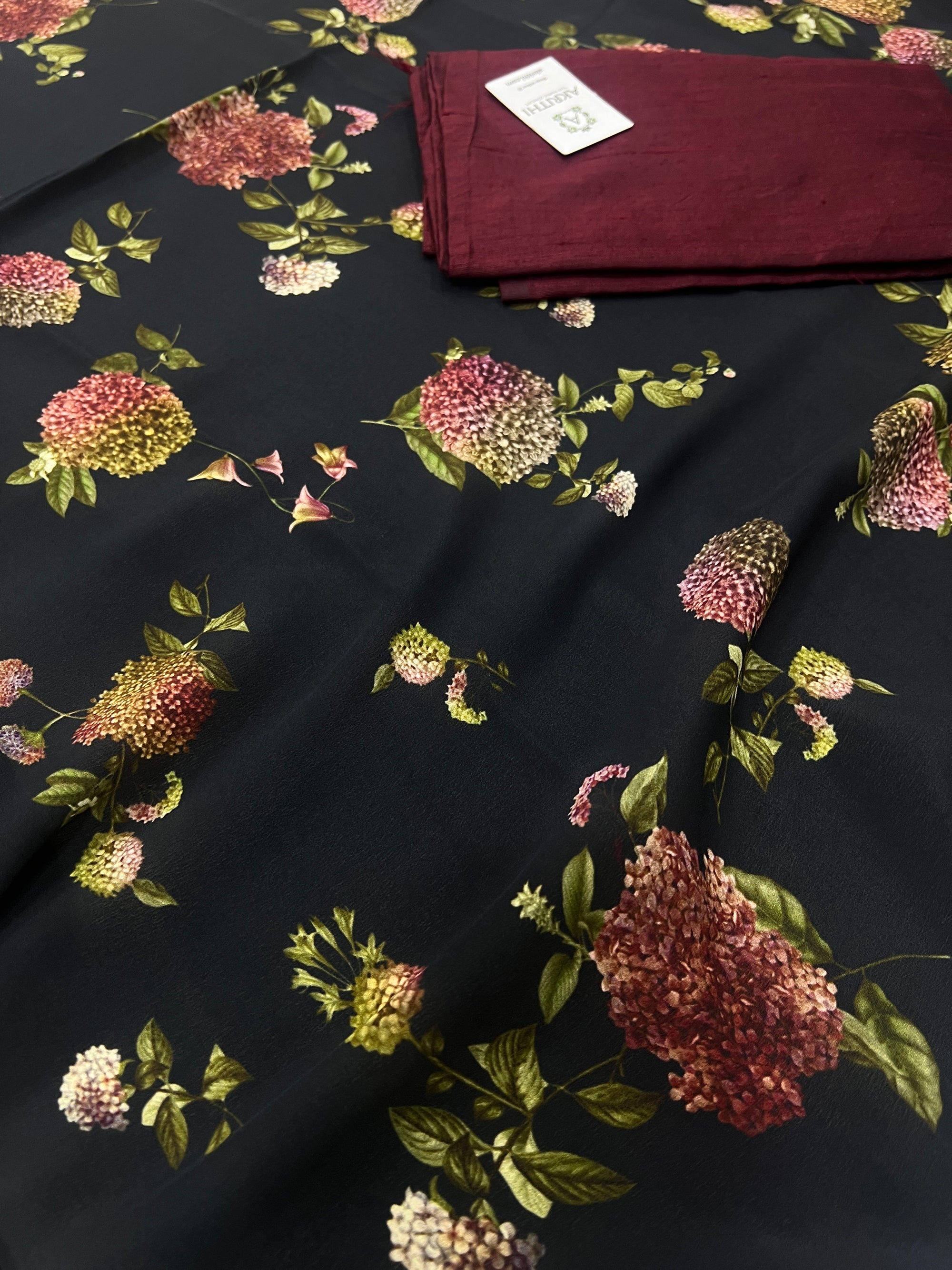 Digital printed pure silk crepe saree with blouse