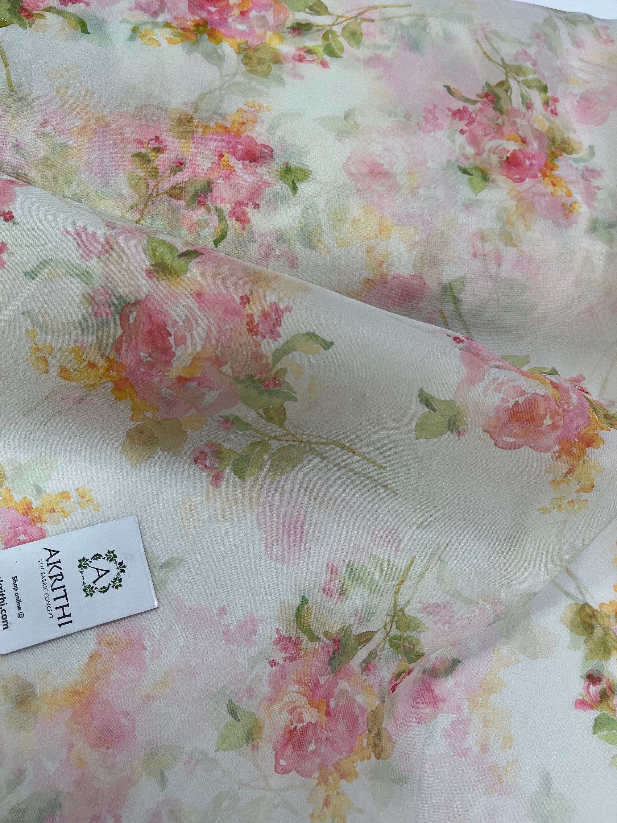 Digital floral Printed organza fabric