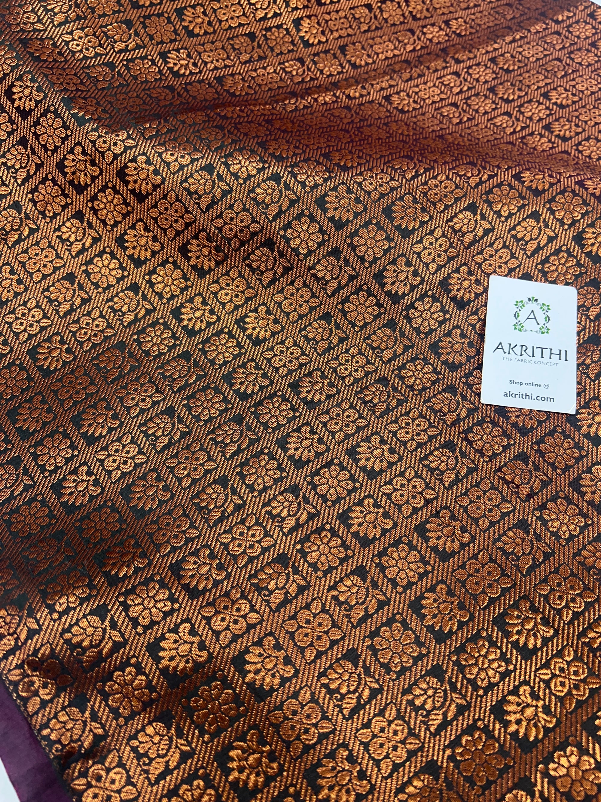 Banarasi brocade fabric with copper zari