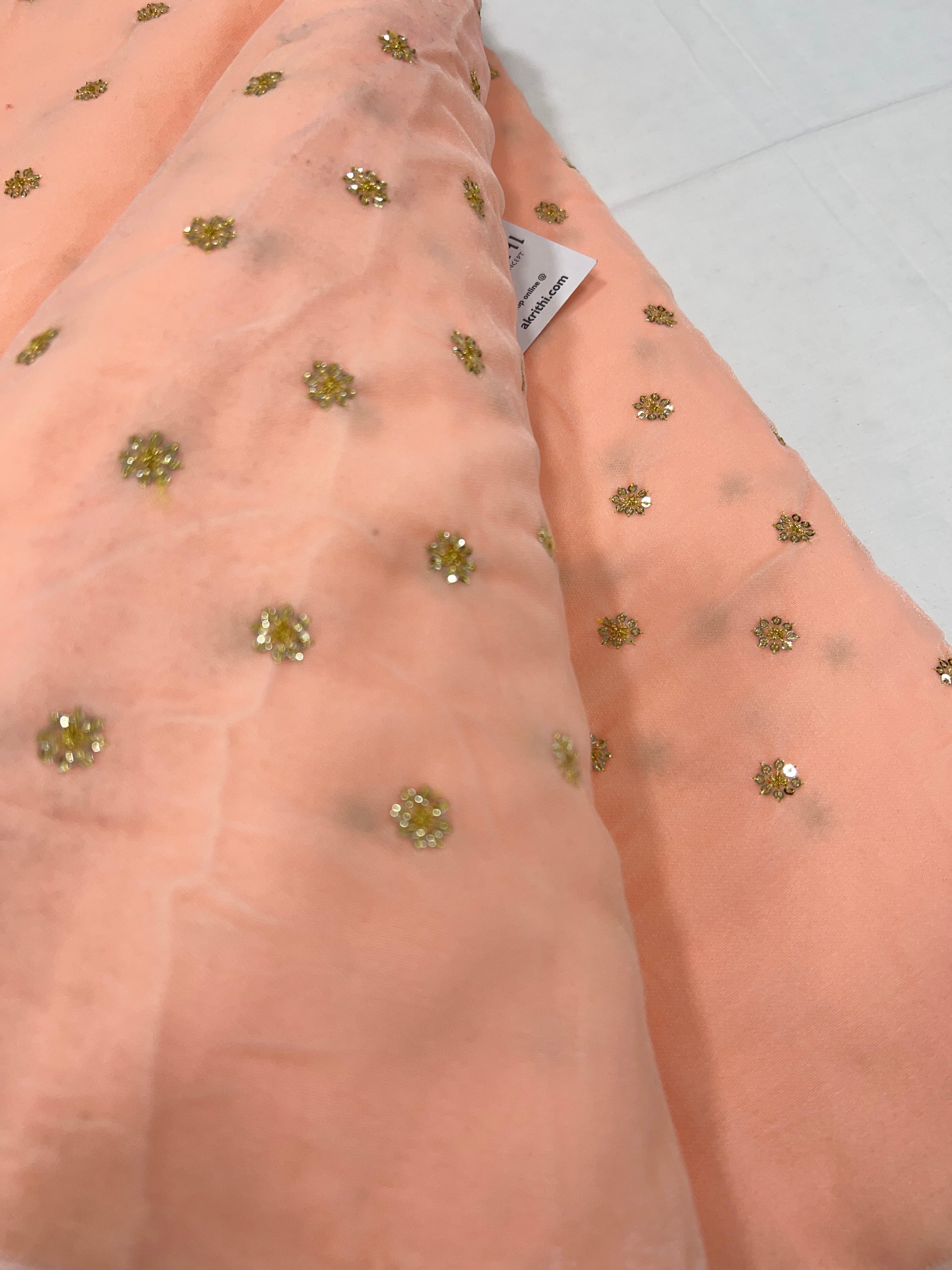 Embroidery on micro velvet fabric
