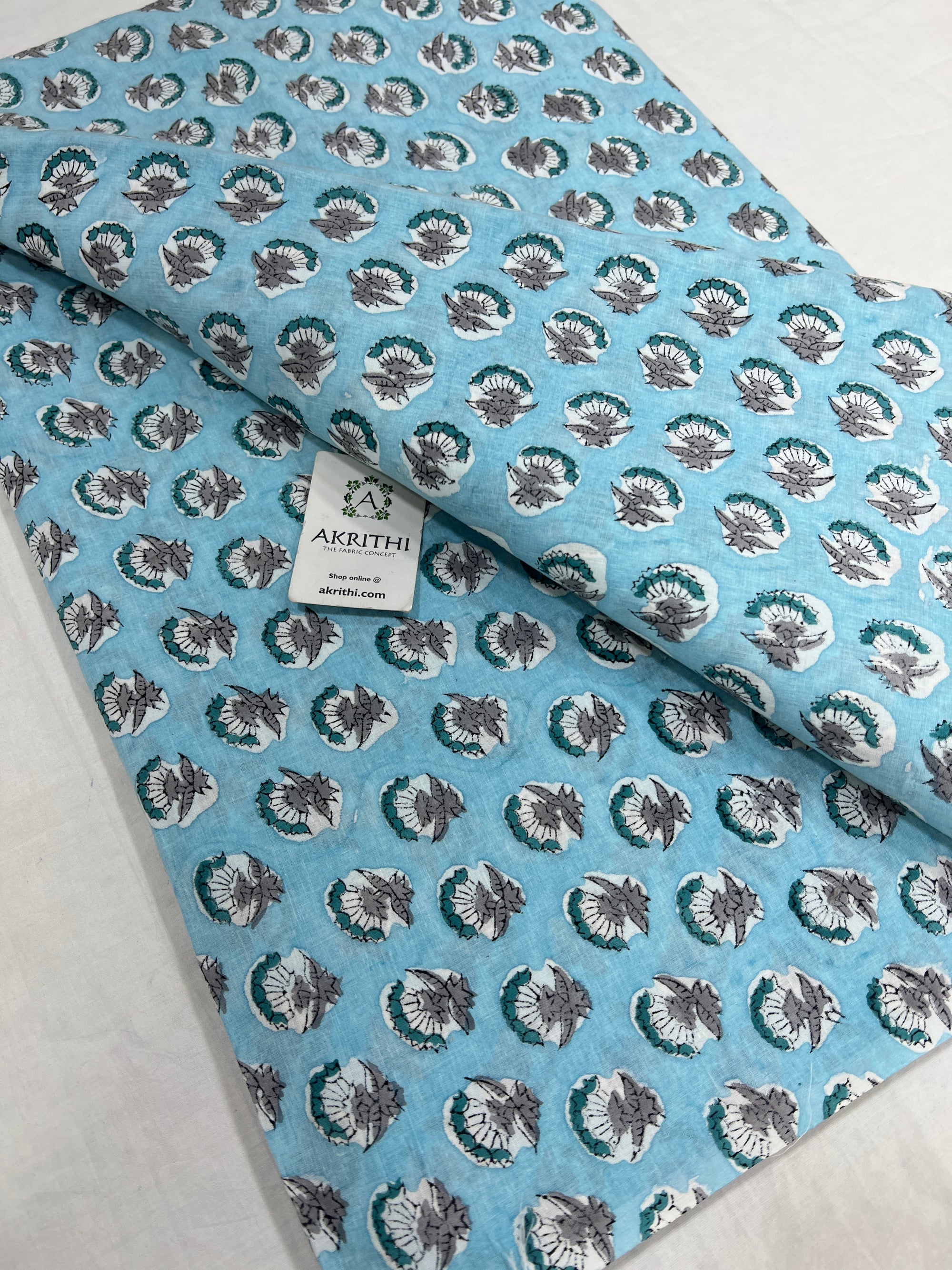 Hand block Printed pure cotton fabric