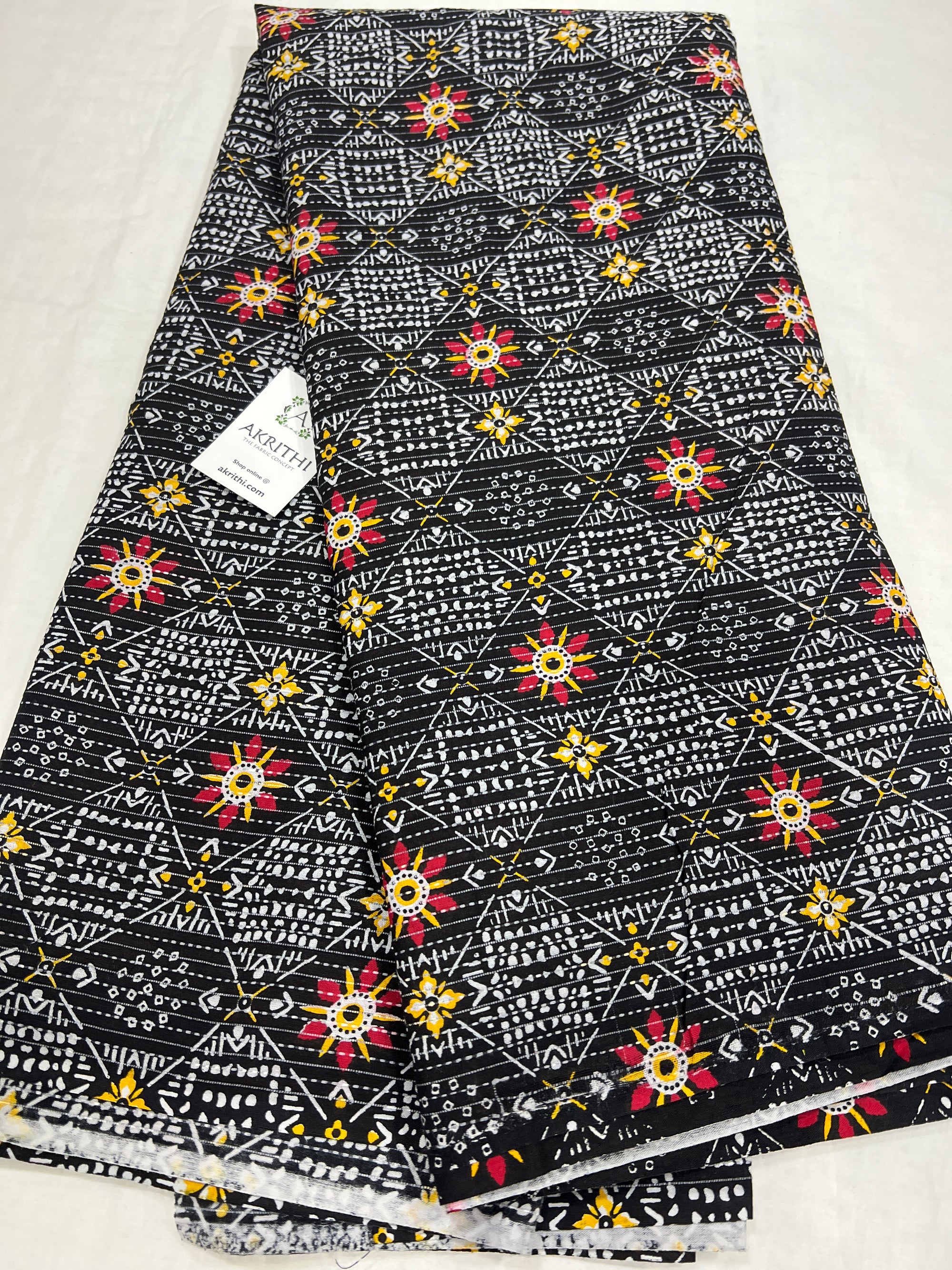 Printed Kantha pure cotton fabric