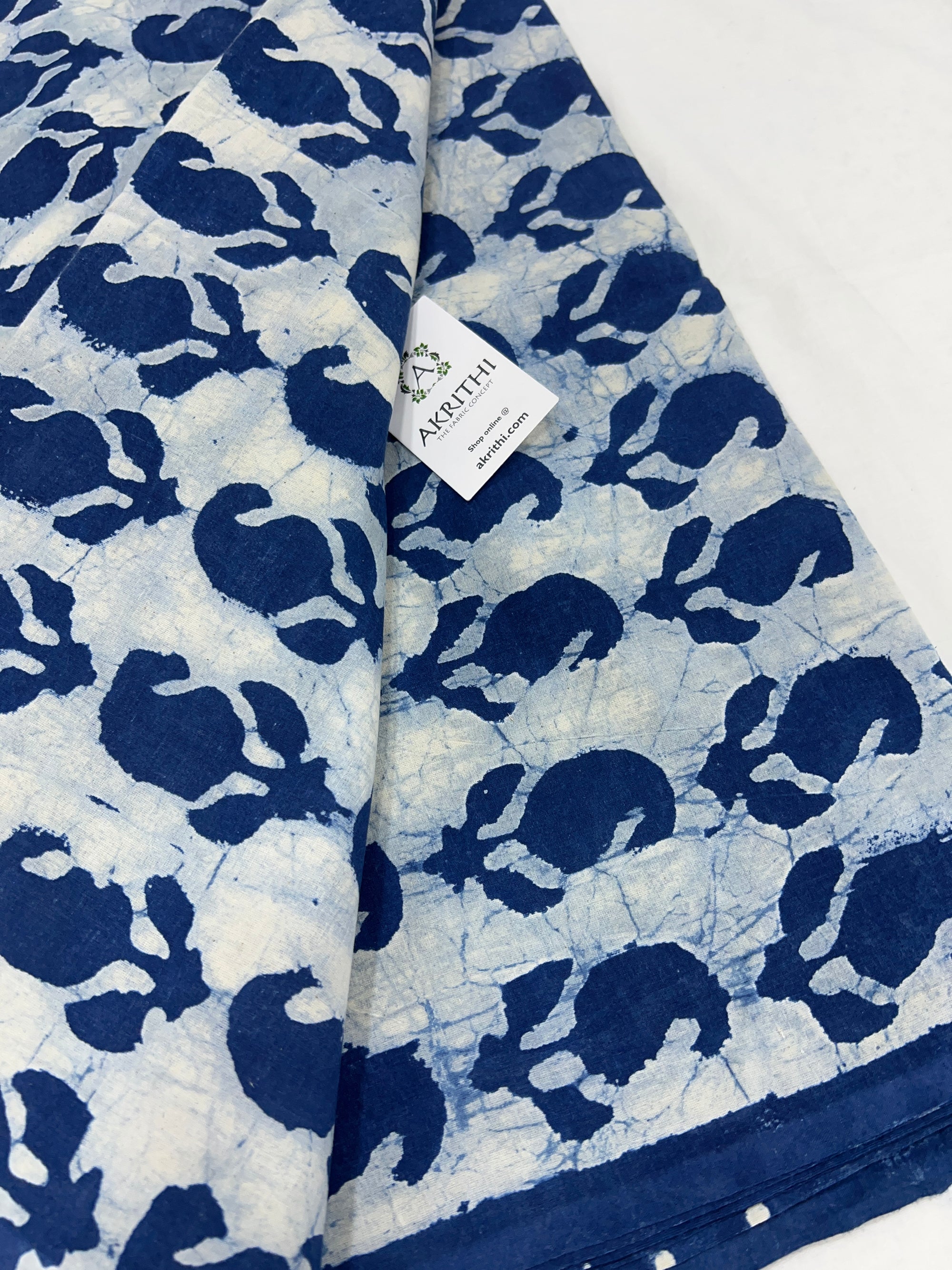 Indigo hand block pure cotton fabric