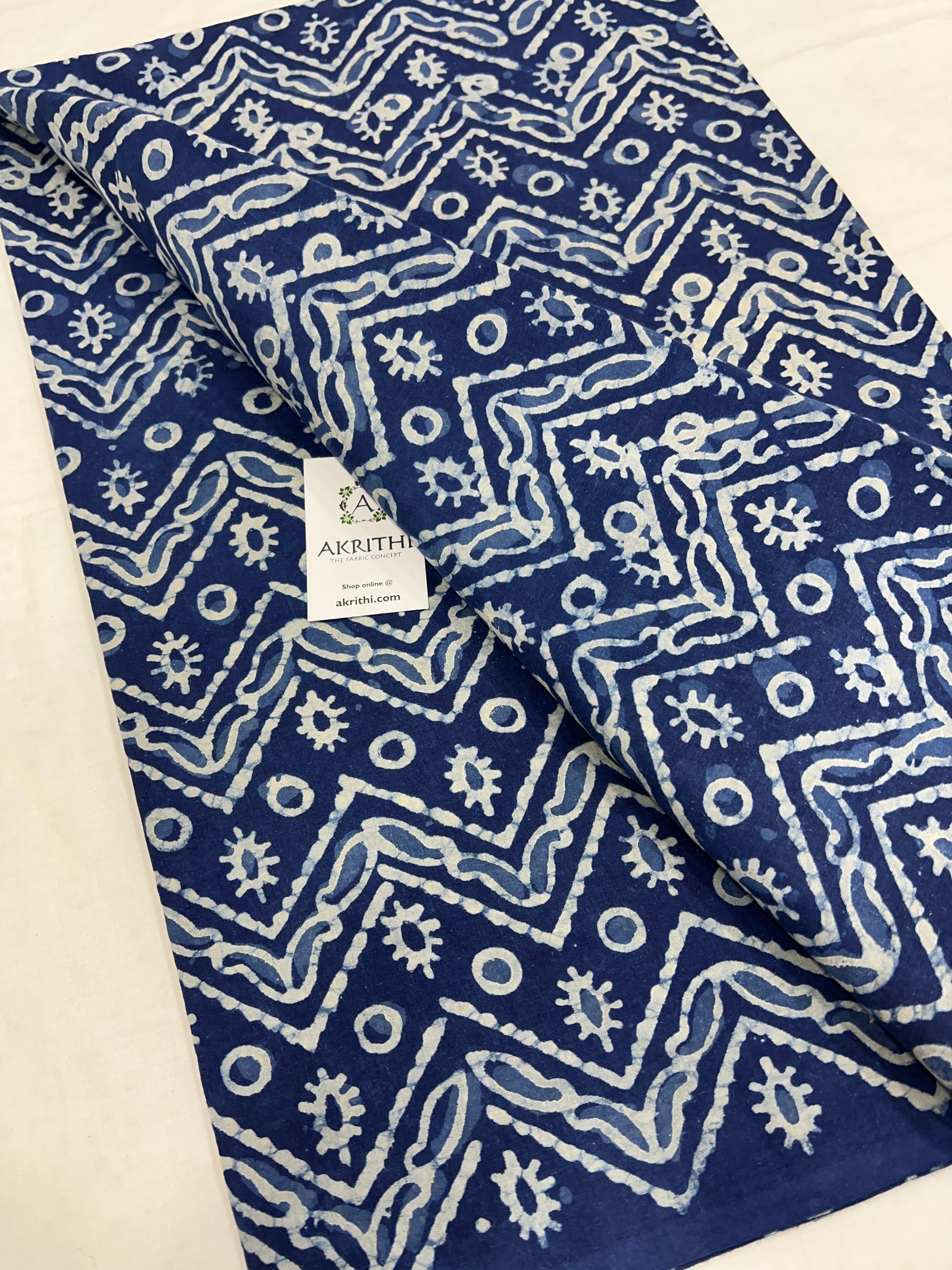 Indigo Printed pure cotton fabric