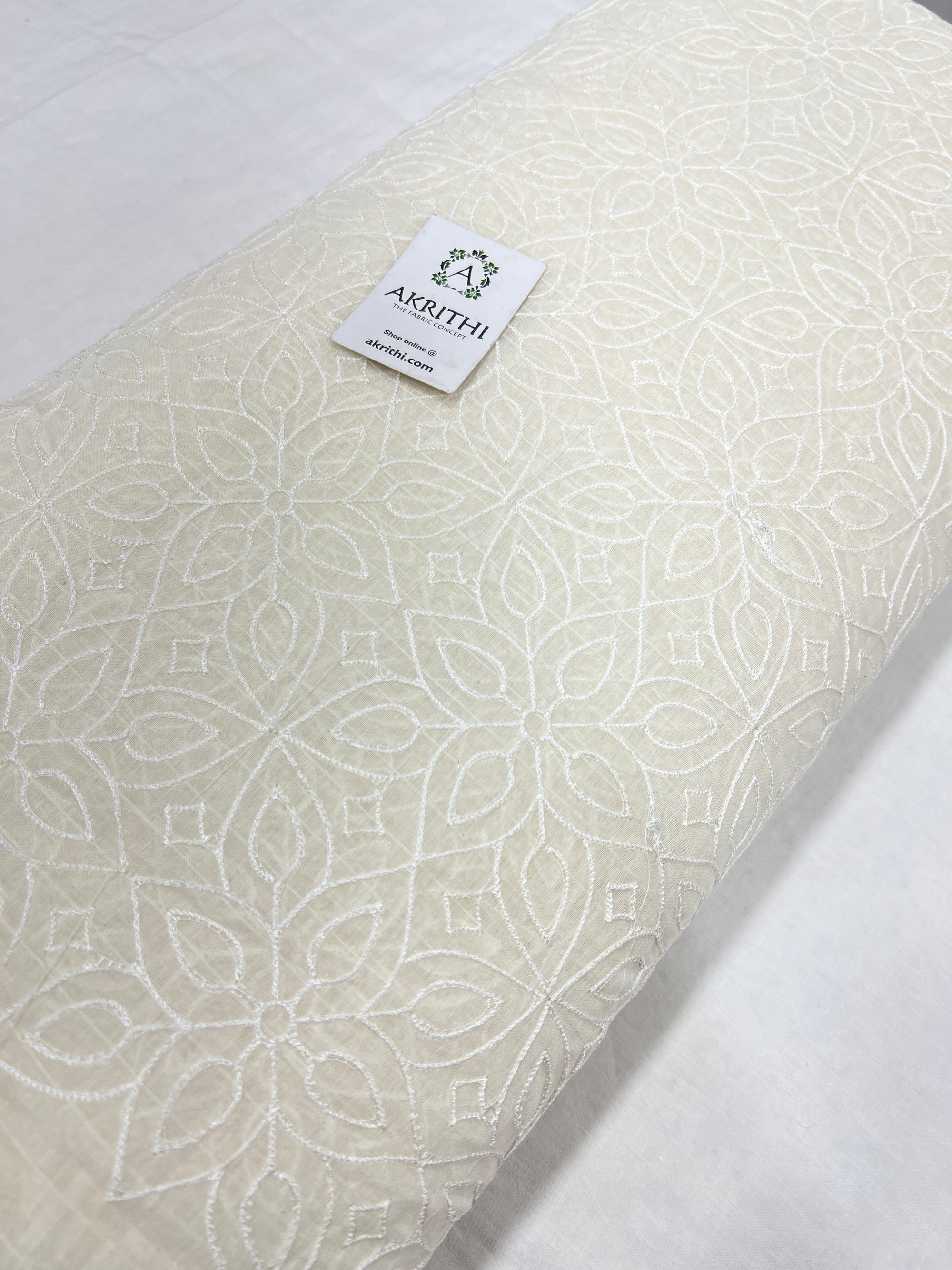 HANDLOOM MUL CHANDERI EMBROIDERED FABRIC