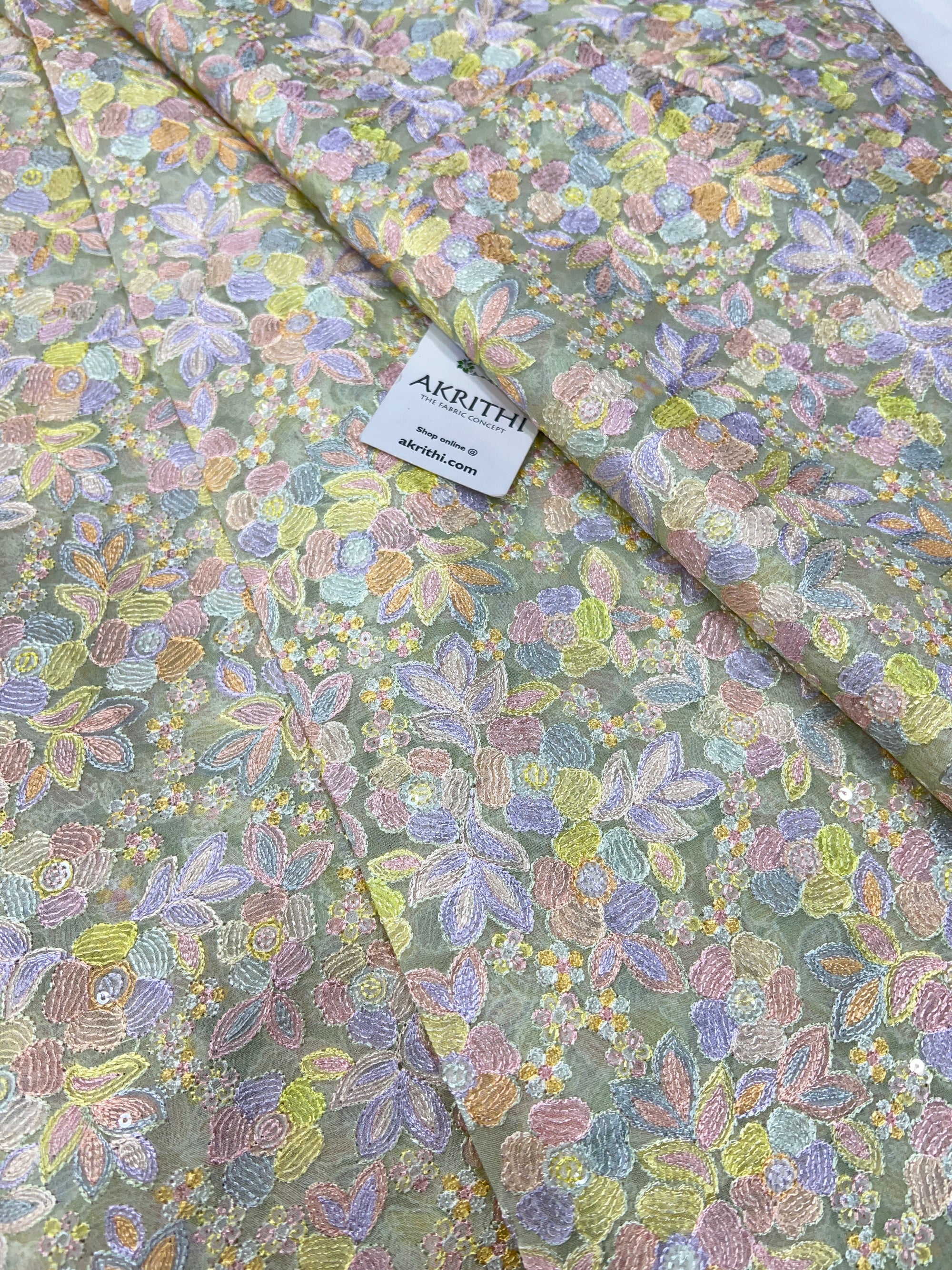 Embroidered organza fabric