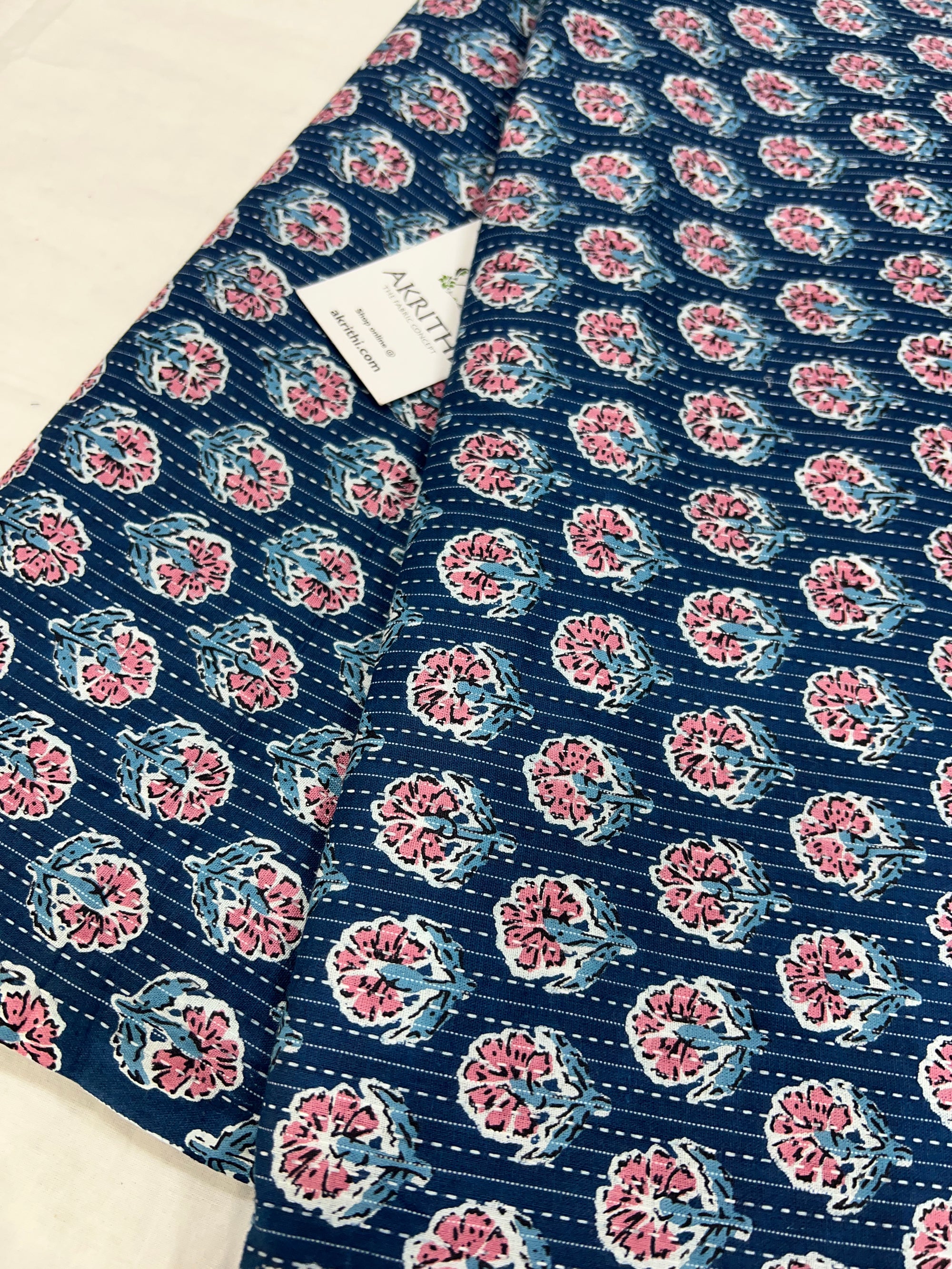 Printed Kantha pure cotton fabric