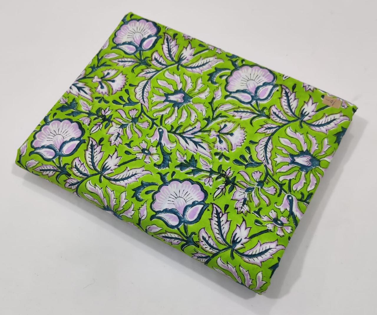 Hand block printed pure cotton fabric