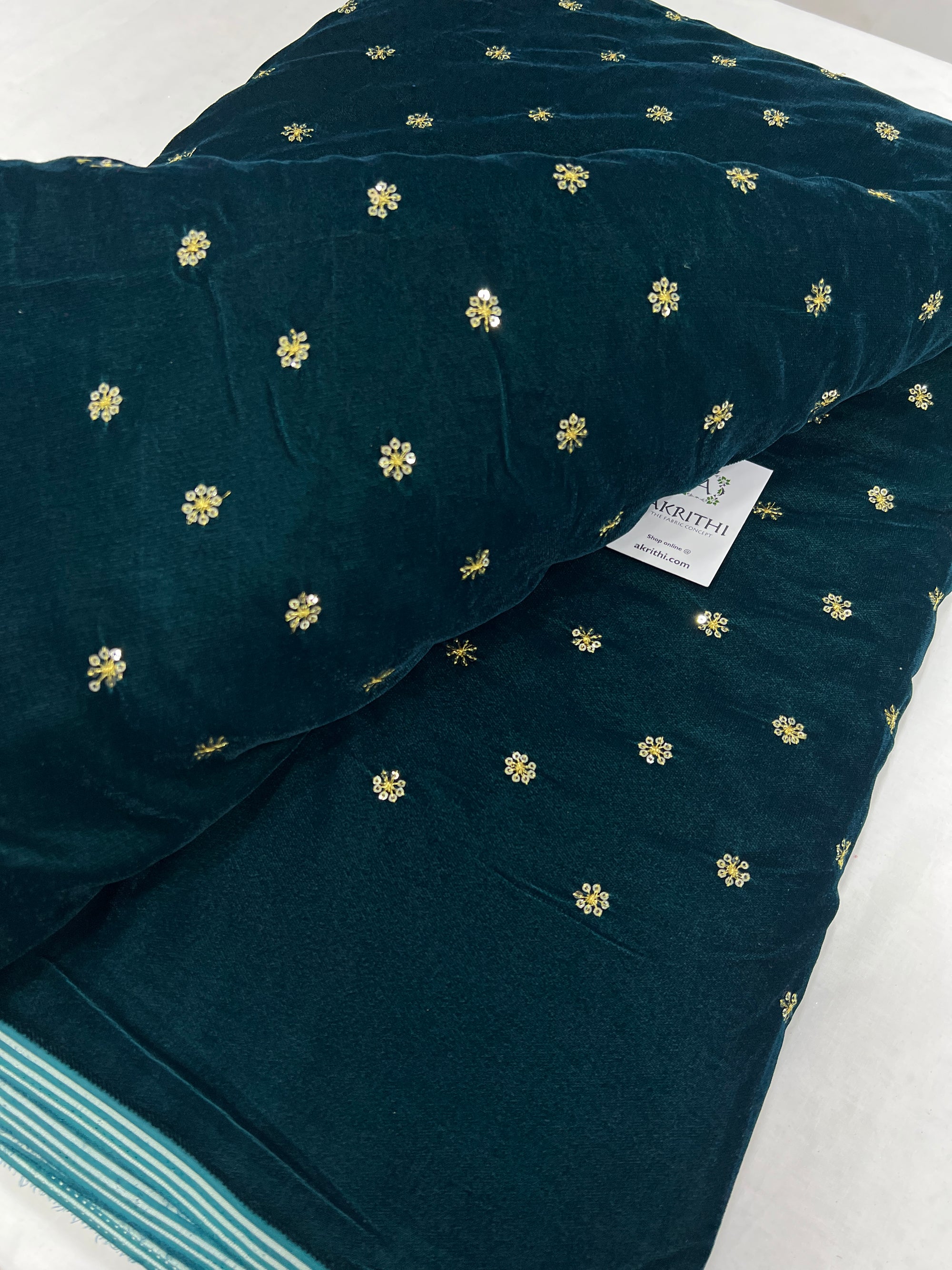 Embroidery on micro velvet fabric