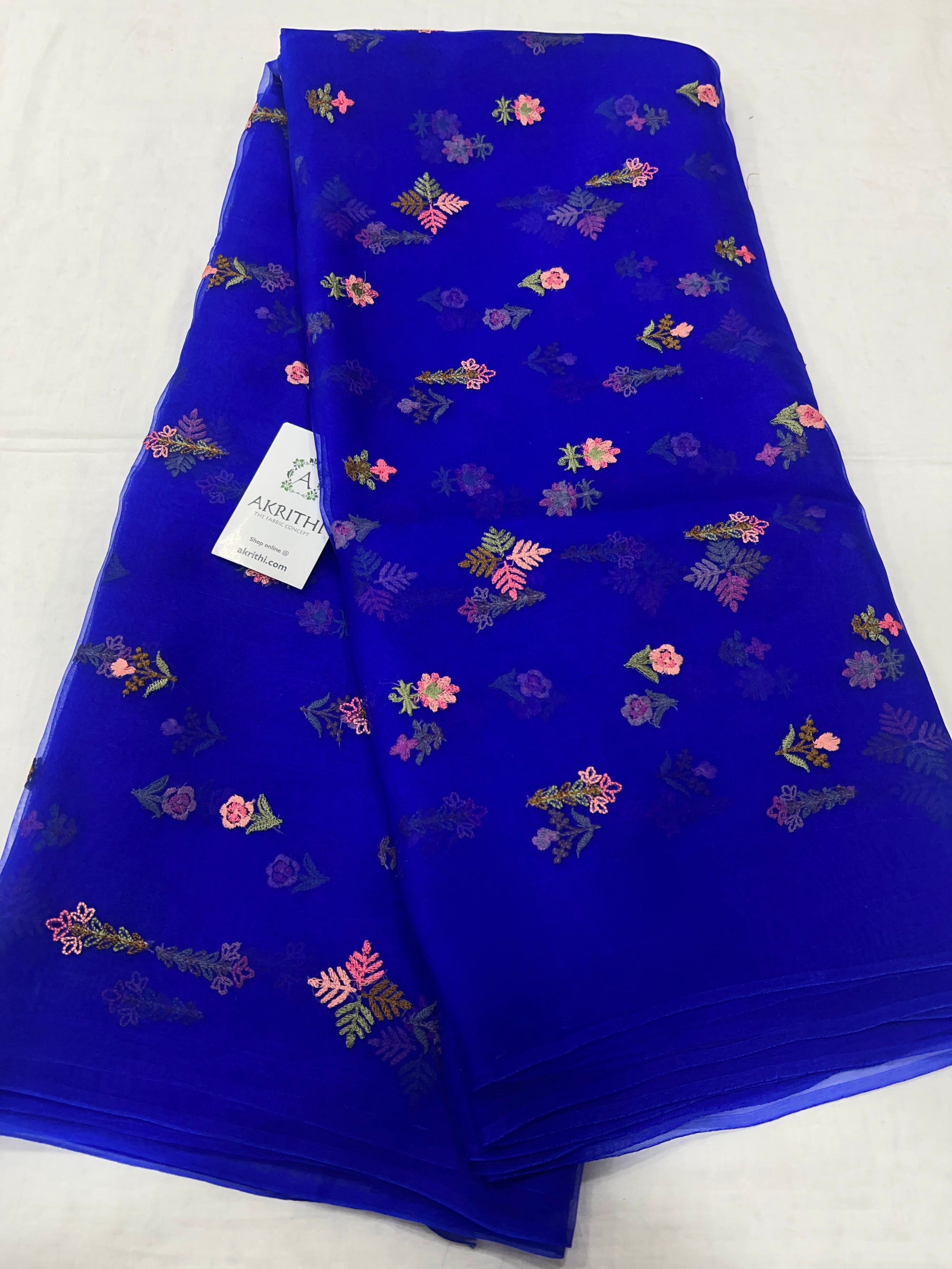 Pure organza silk saree with embroidery