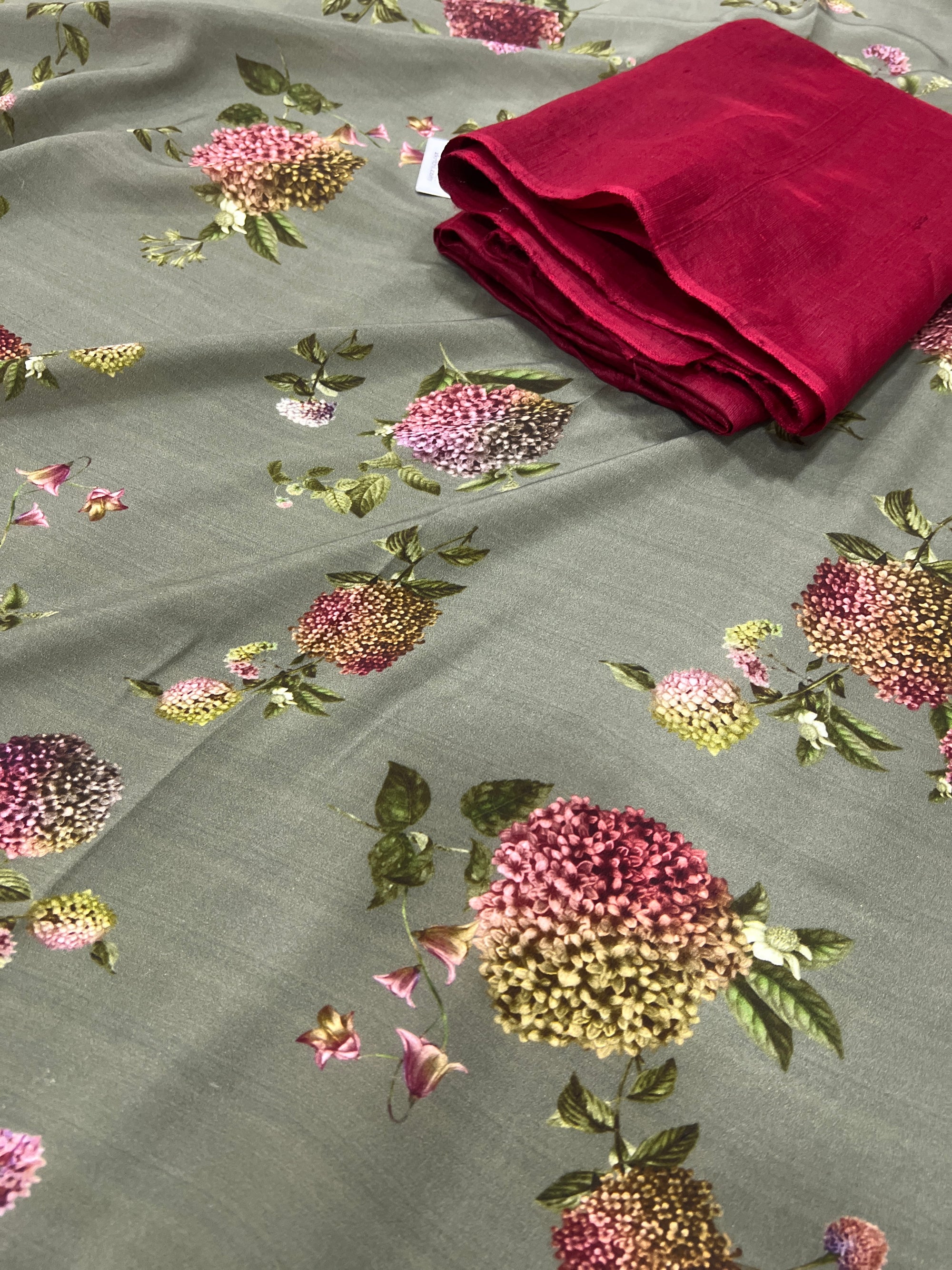 Digital printed pure silk crepe saree with blouse