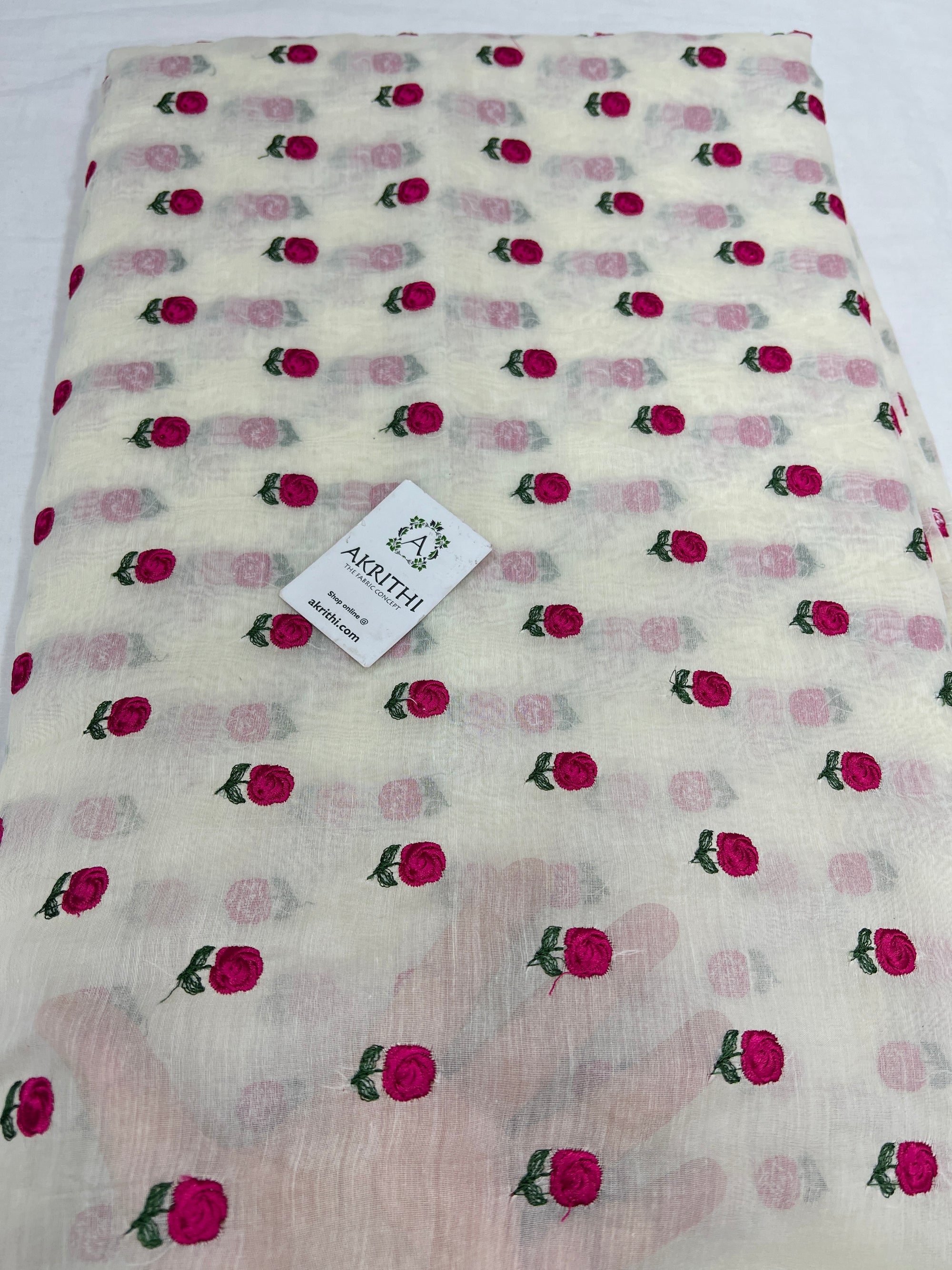HANDLOOM MUL CHANDERI EMBROIDERED FABRIC