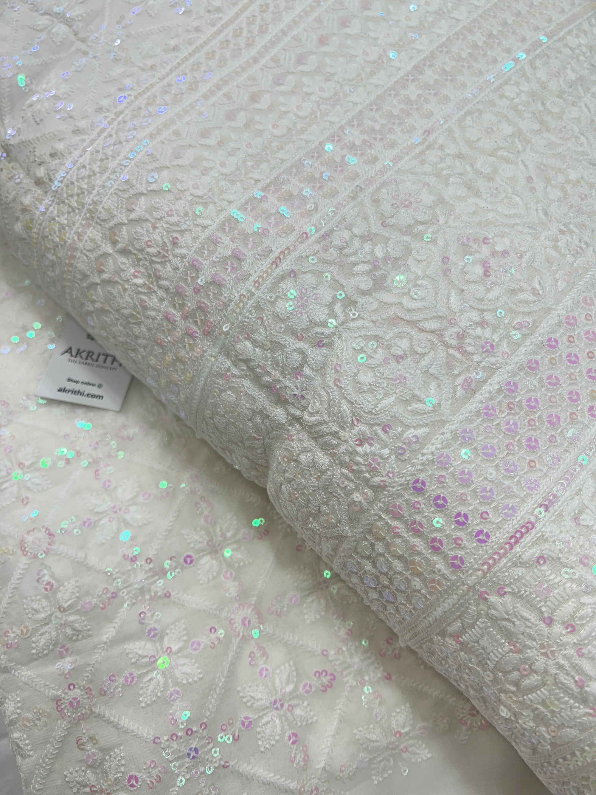 Dyeable Heavy Embroidered georgette fabric