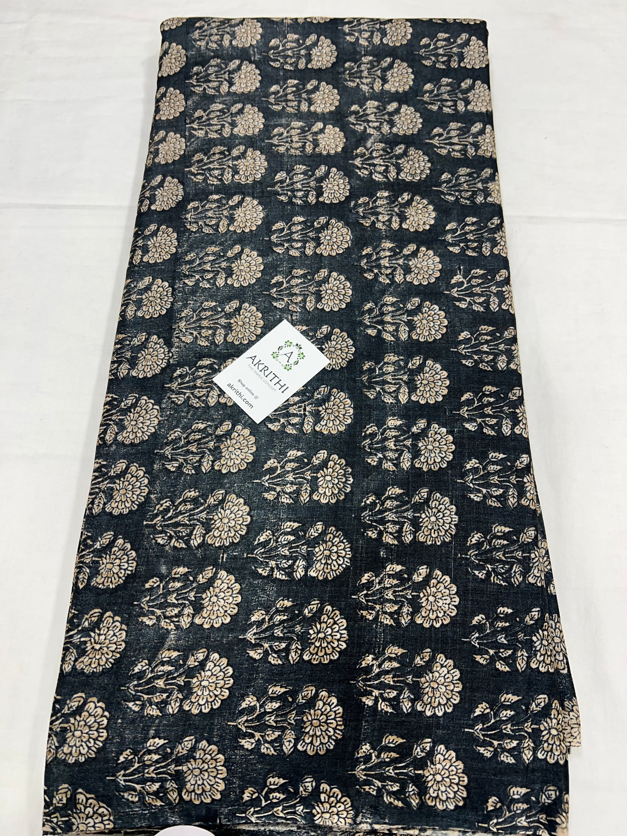 Hand block Printed handloom pure tussar silk fabric