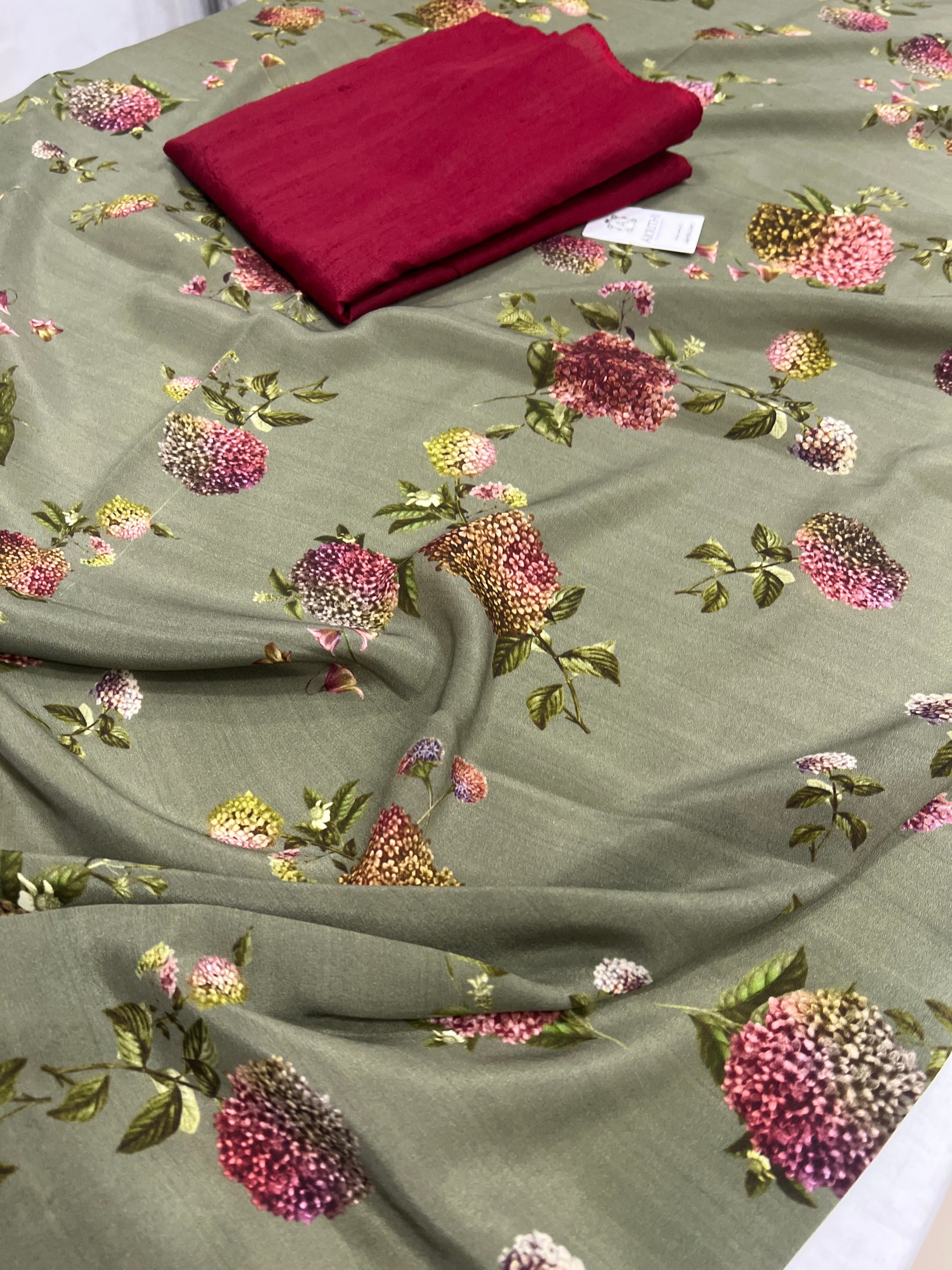 Digital printed pure silk crepe saree with blouse
