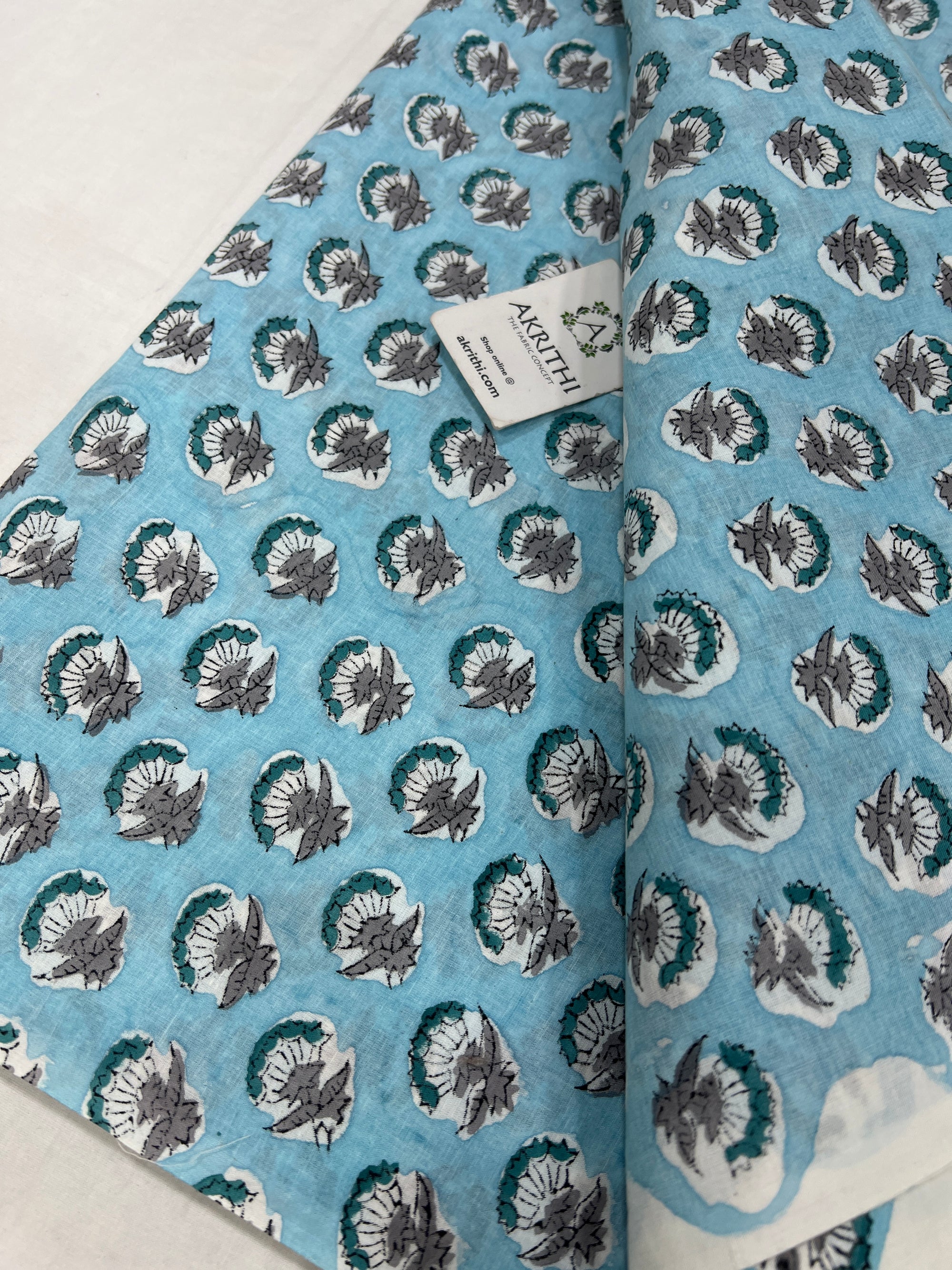 Hand block Printed pure cotton fabric