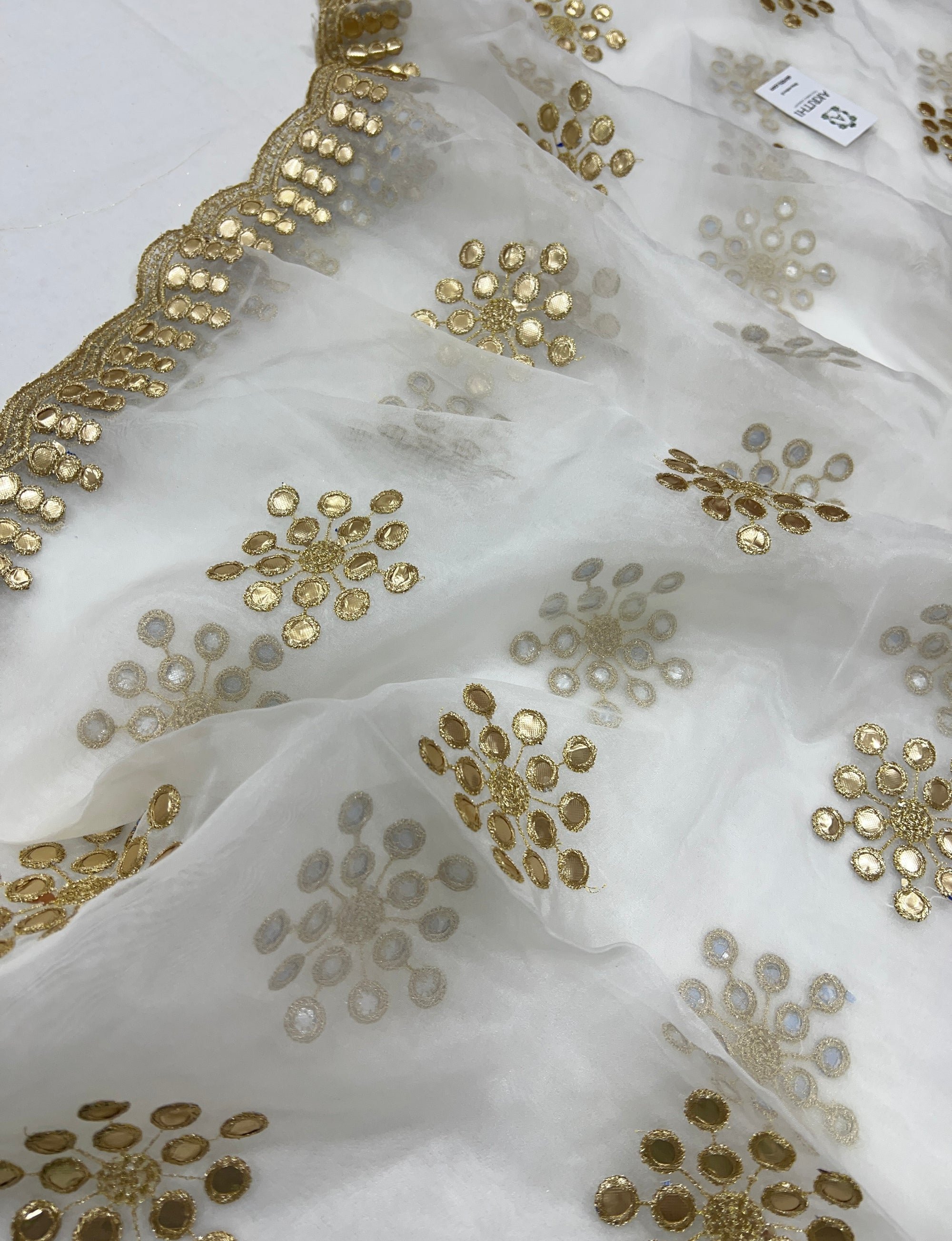 Dyeable Embroidered organza dupatta
