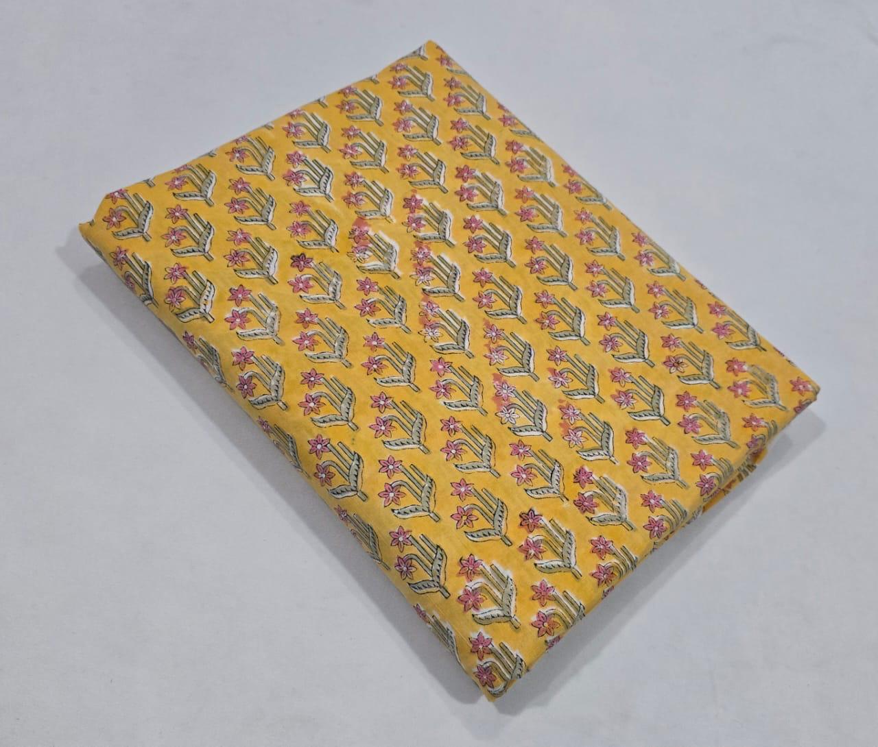 Hand block printed pure cotton fabric