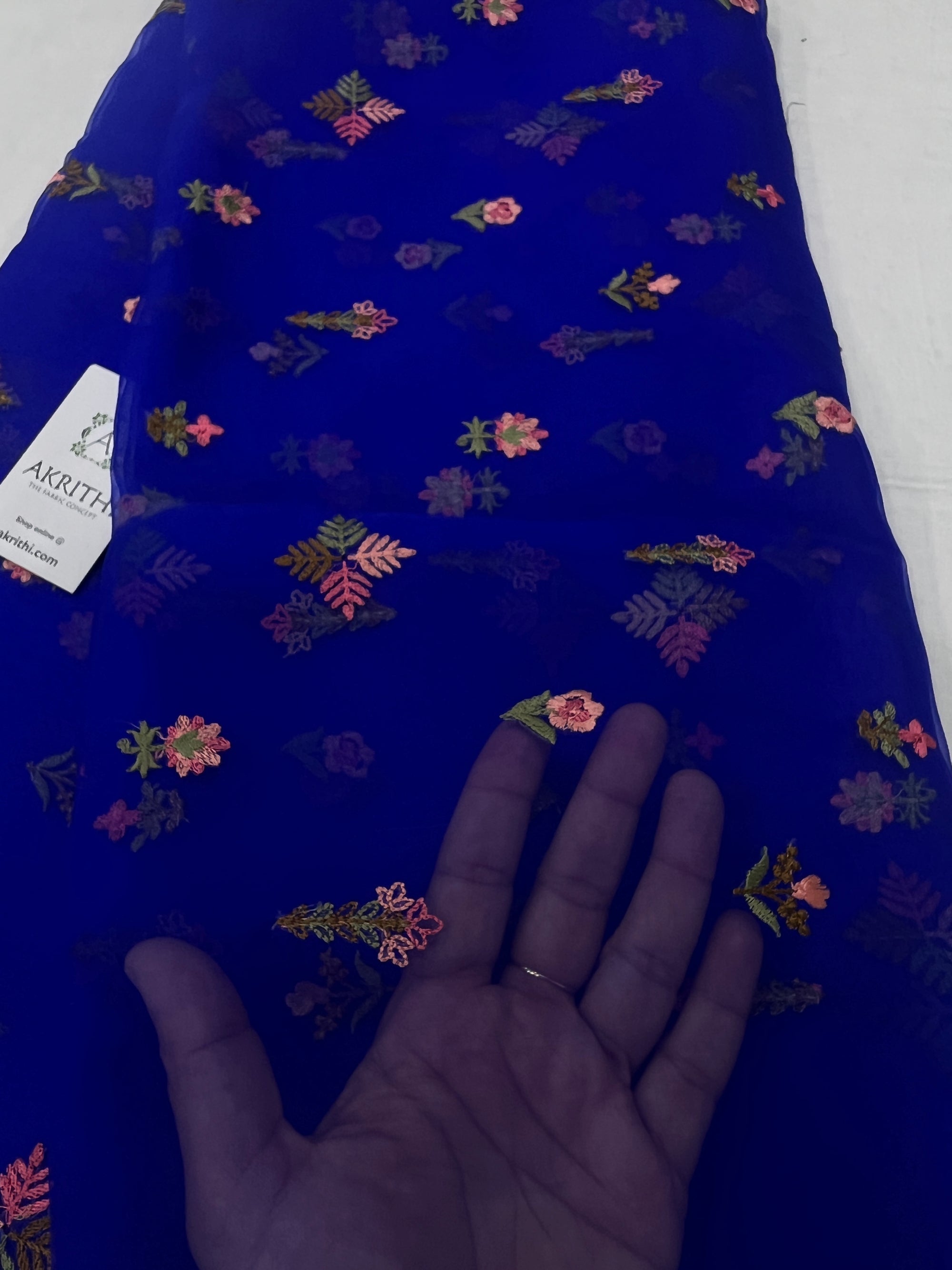 Pure organza silk saree with embroidery