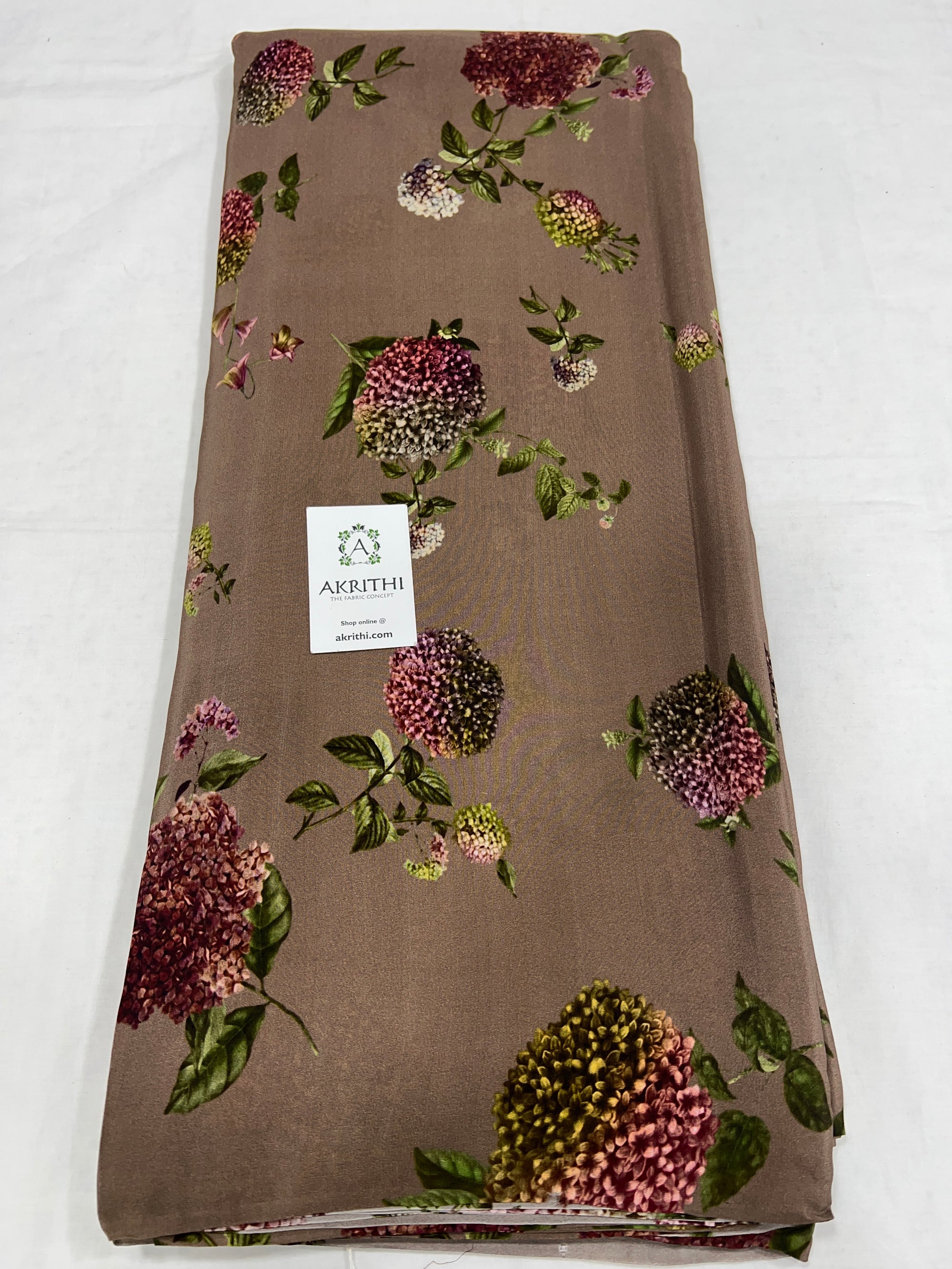 Digital floral printed pure silk crepe fabric