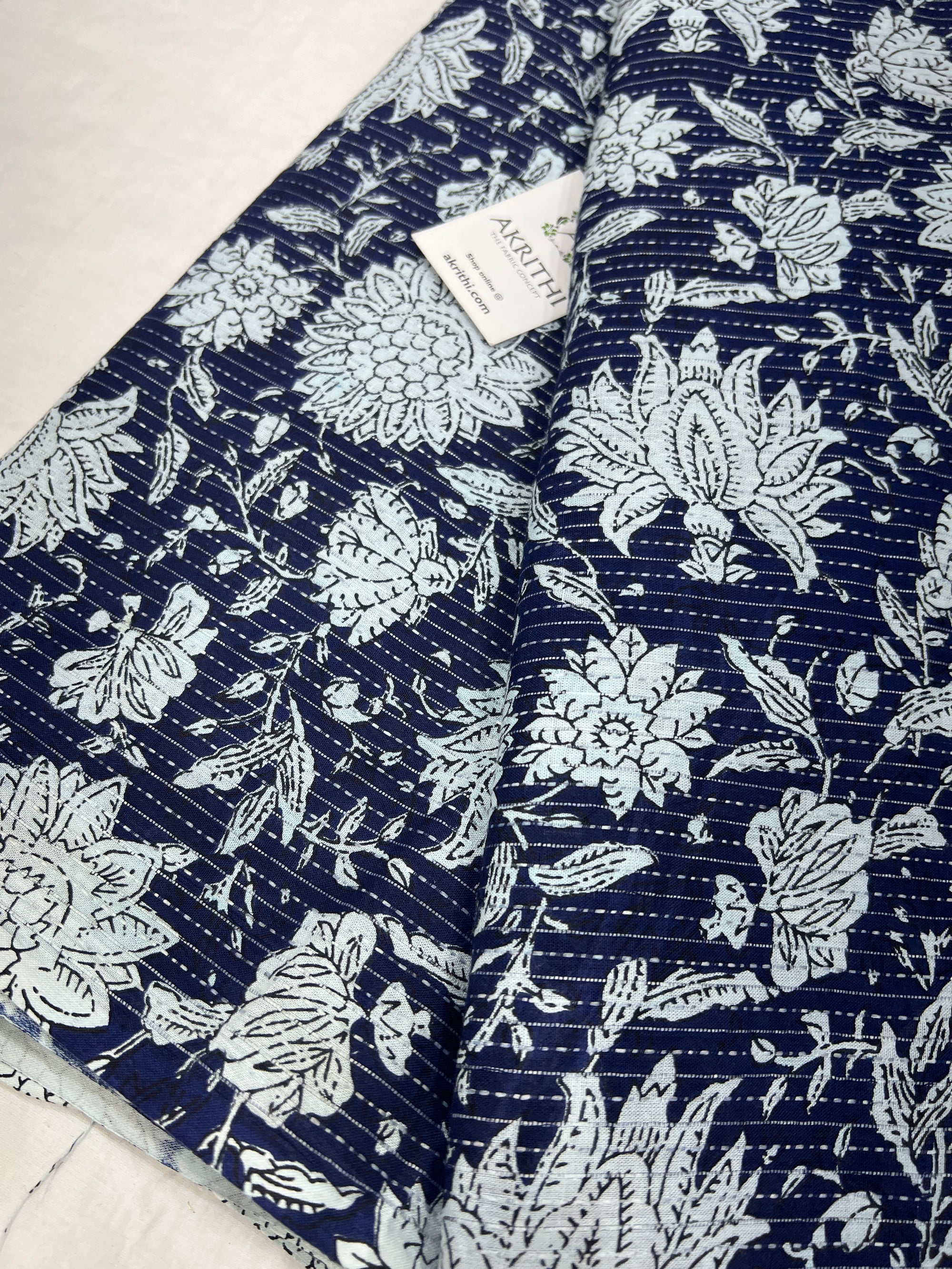 Printed Kantha pure cotton fabric