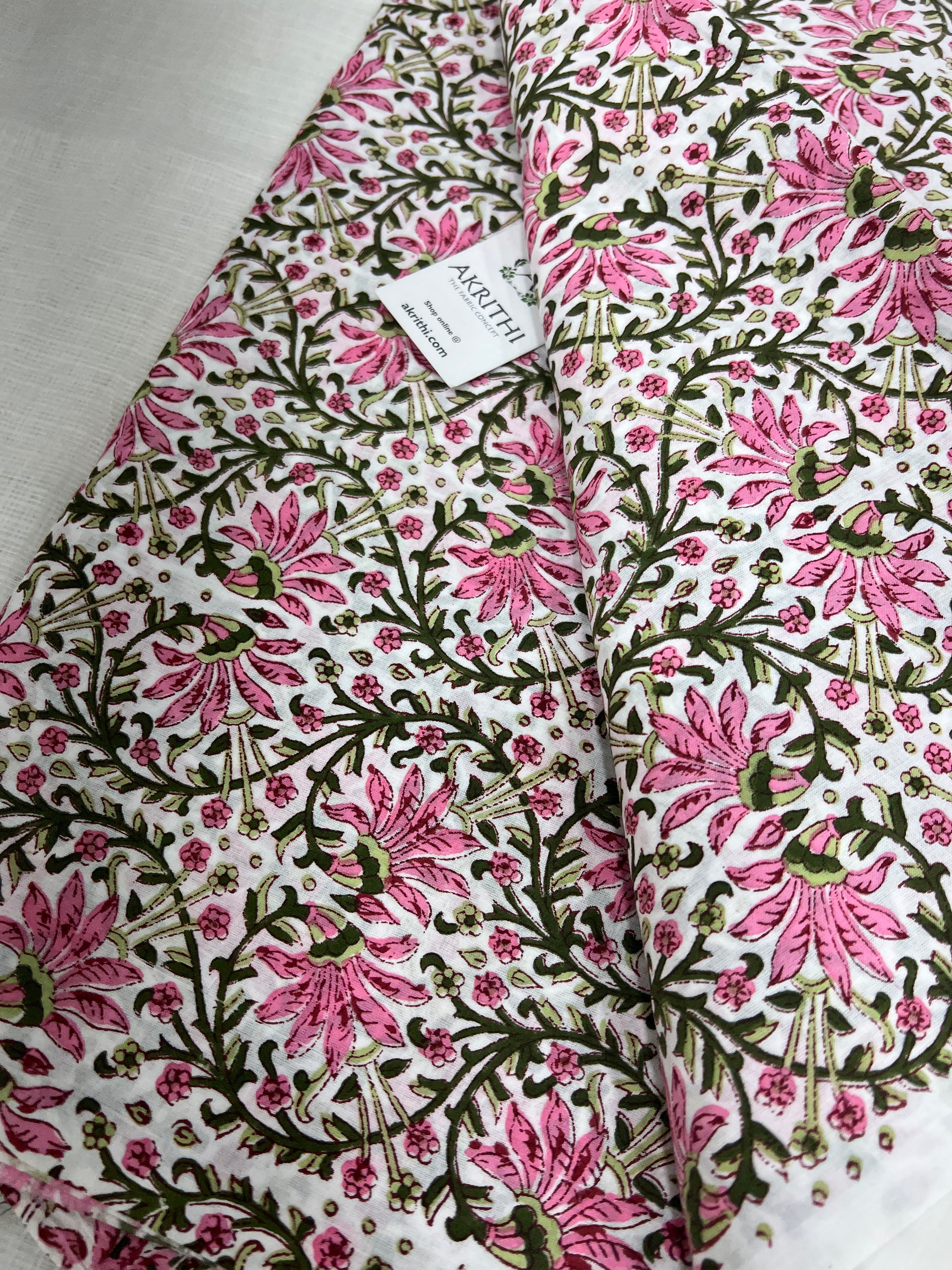Hand block Printed pure mul cotton fabric