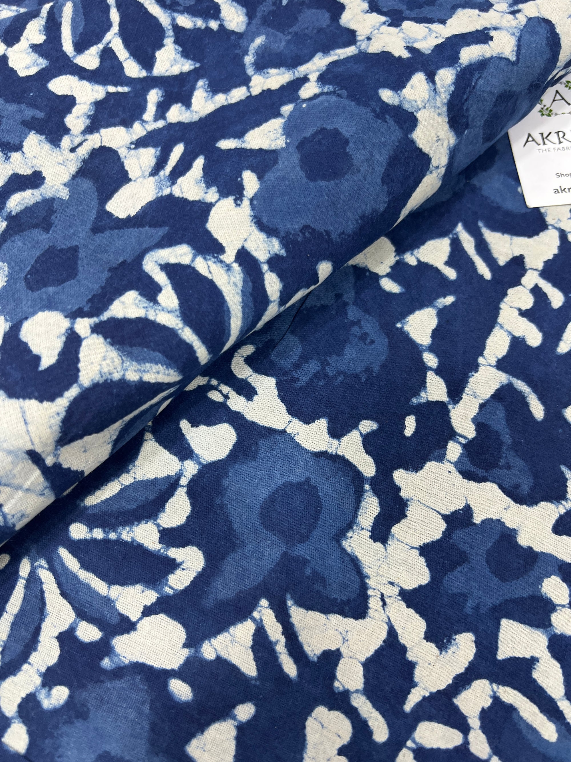 Indigo hand block pure cotton fabric