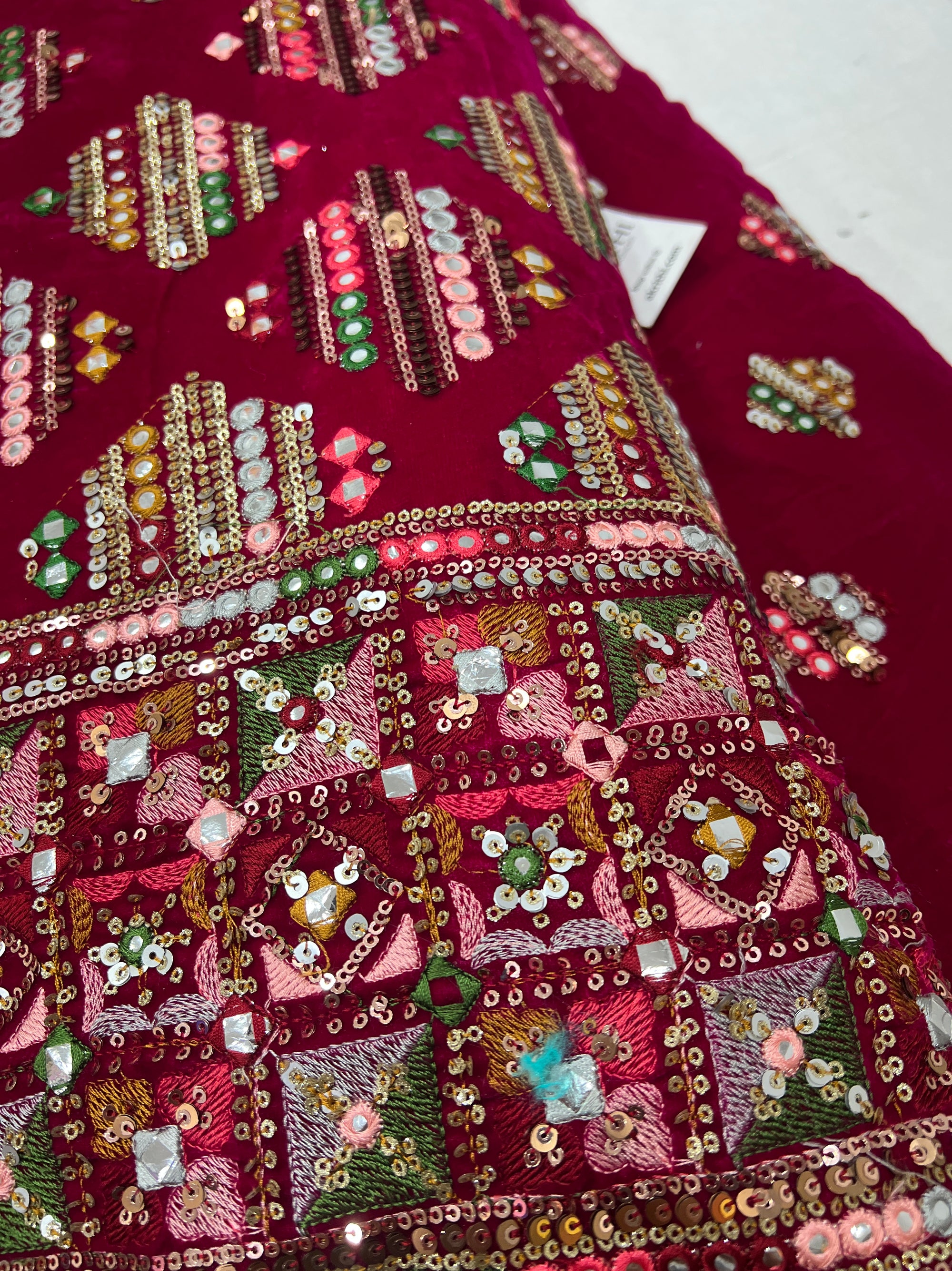 Embroidery on micro velvet fabric 40 cms cut