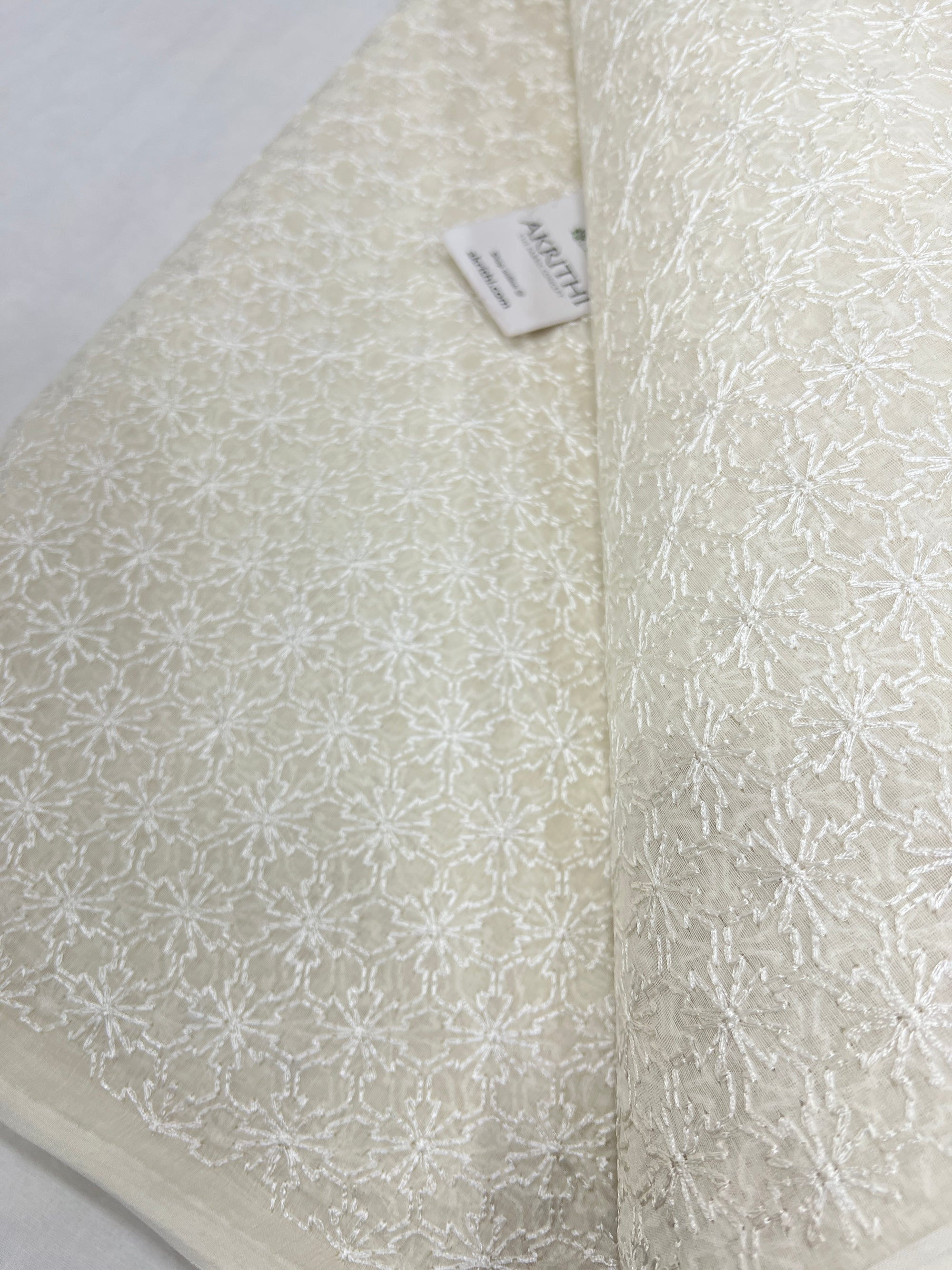 HANDLOOM MUL CHANDERI EMBROIDERED FABRIC