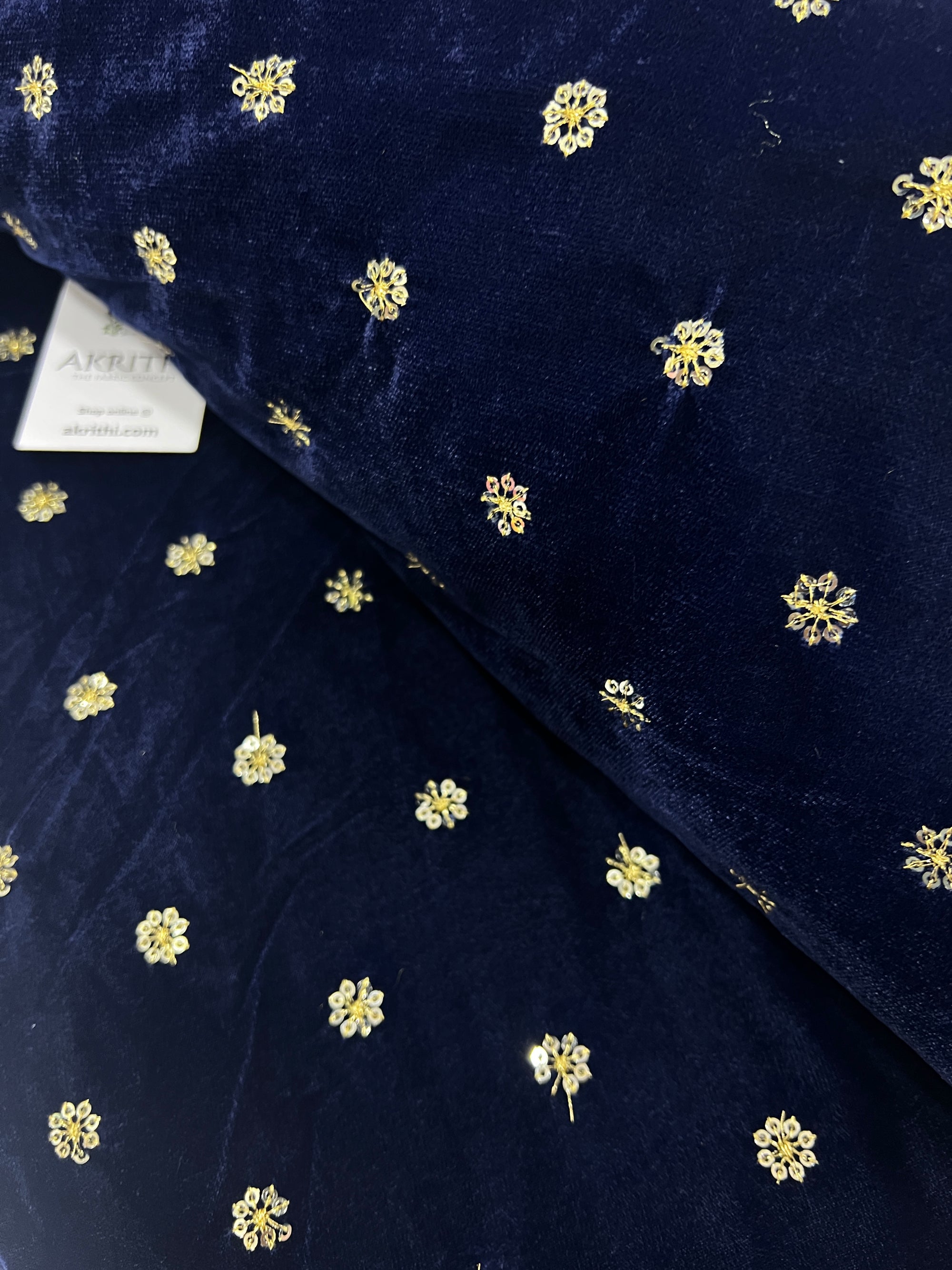Embroidery on micro velvet fabric