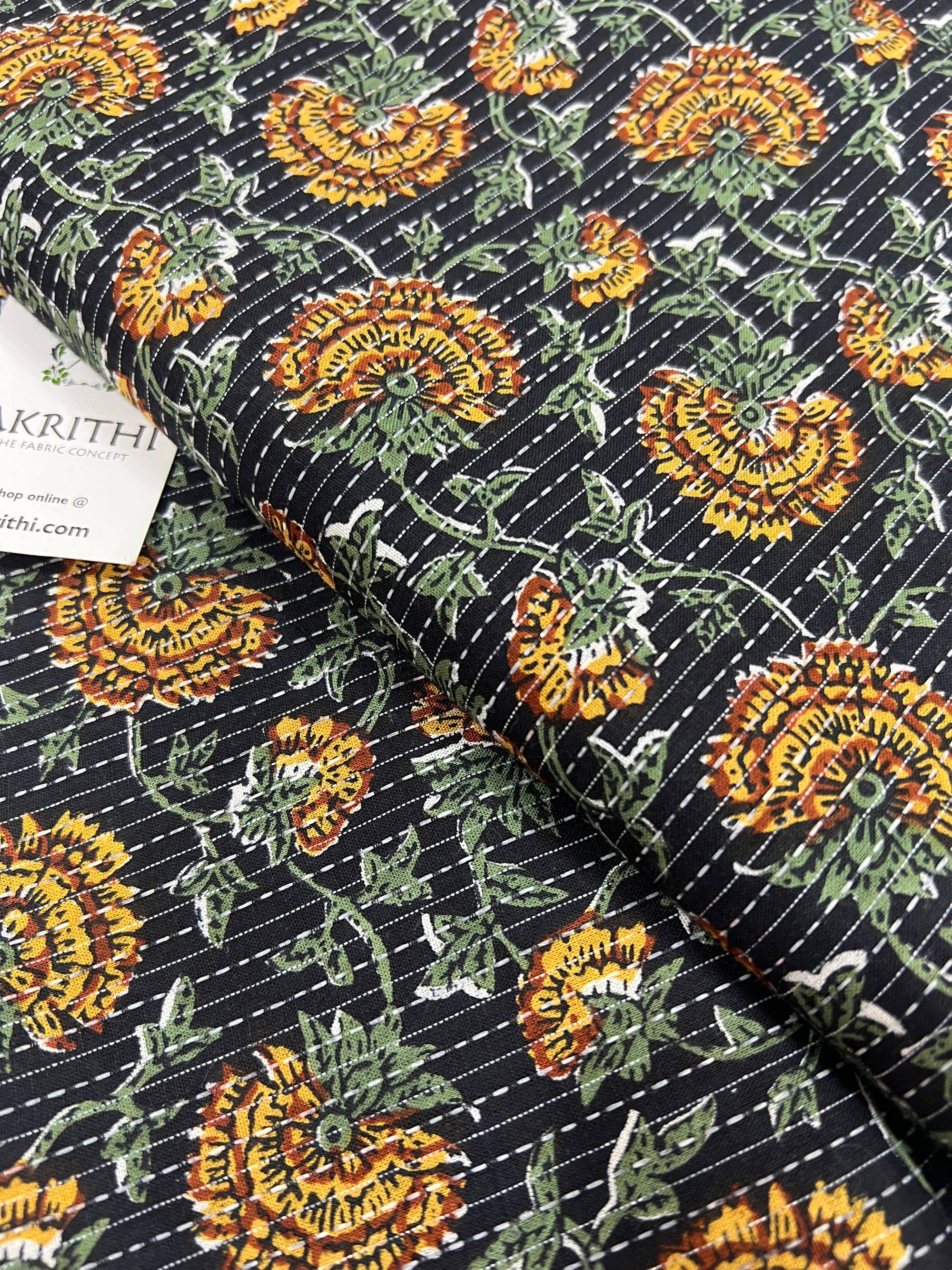 Printed Kantha pure cotton fabric