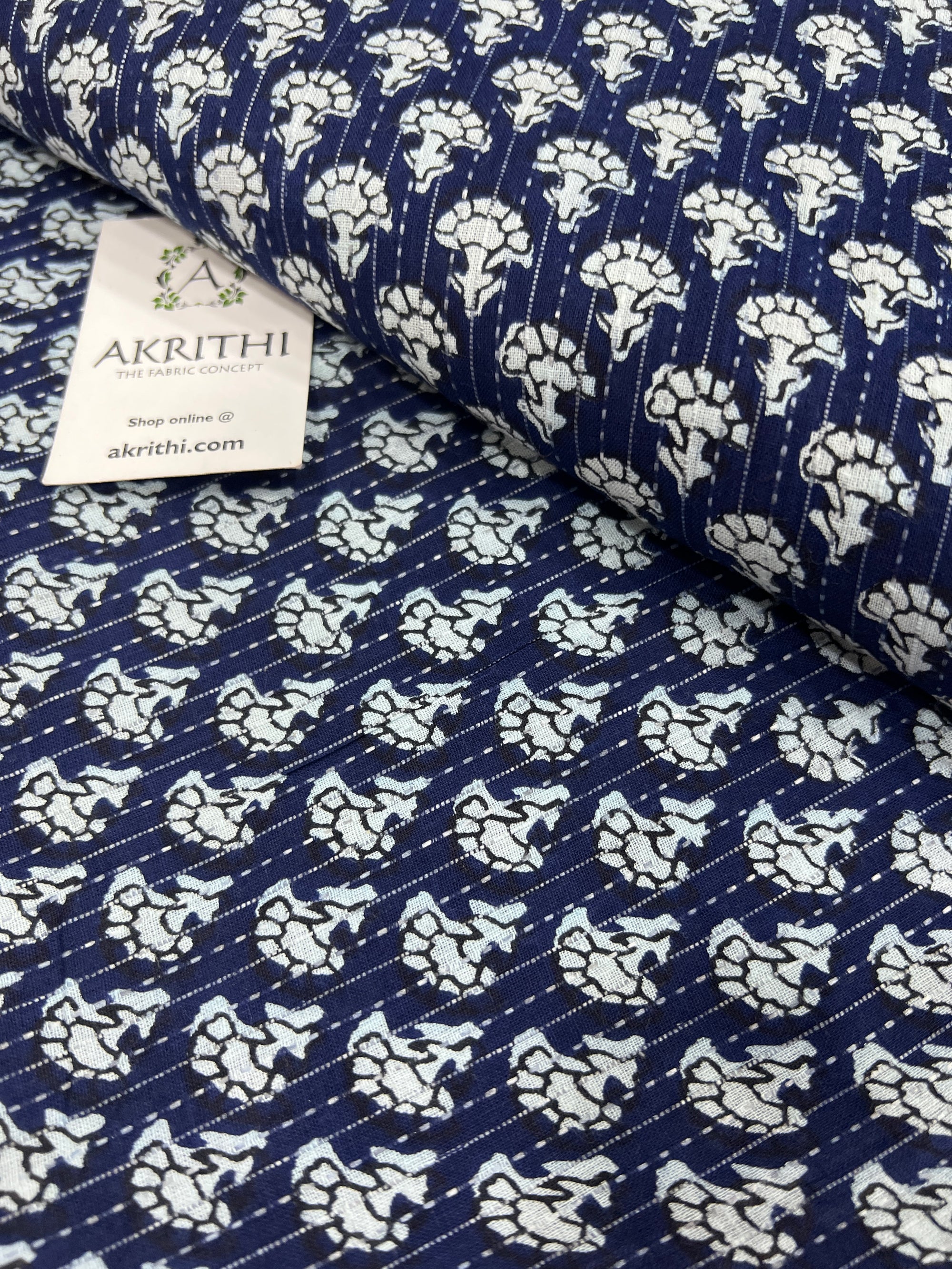 Printed Kantha pure cotton fabric