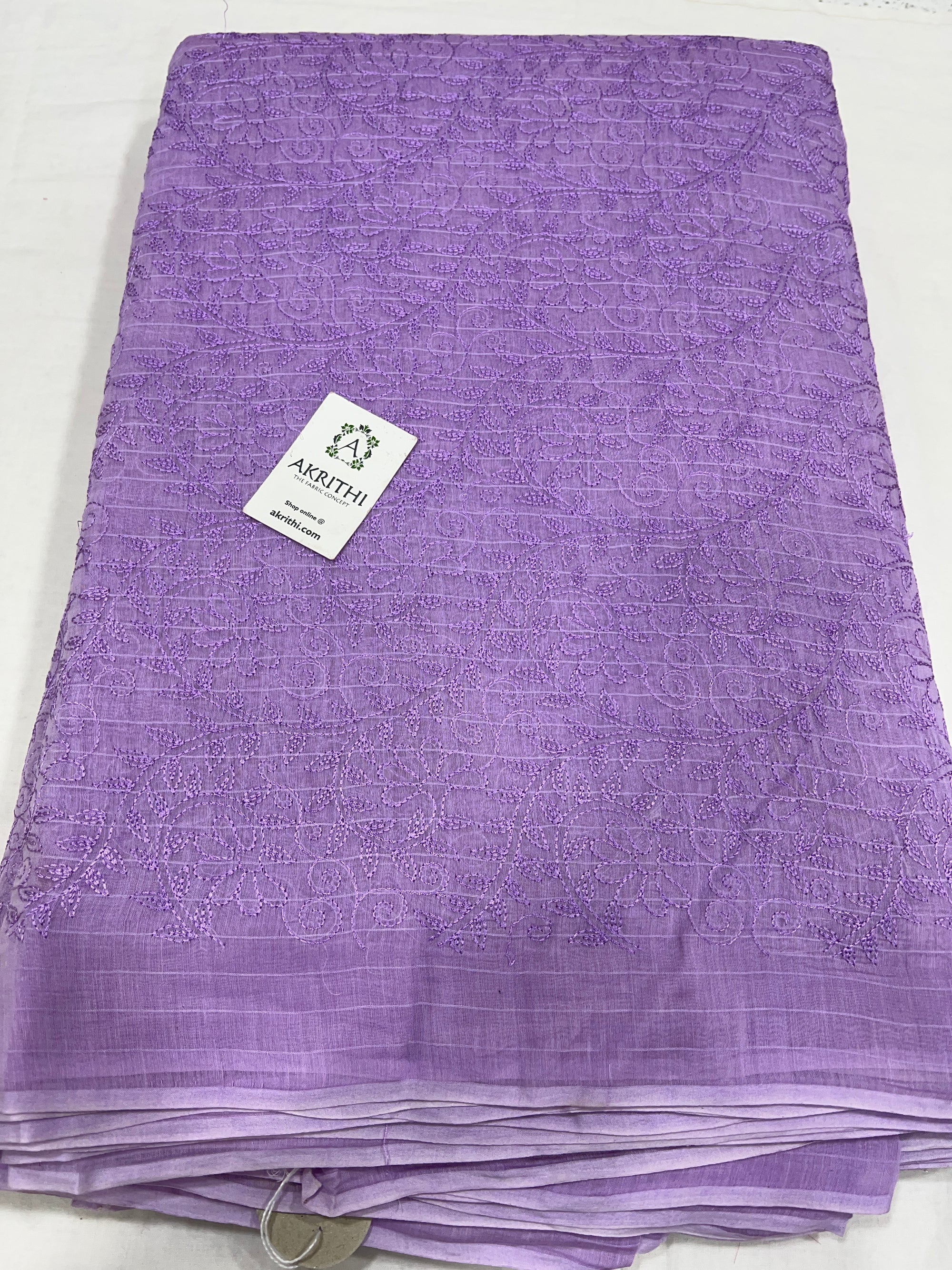 HANDLOOM MUL CHANDERI EMBROIDERED FABRIC