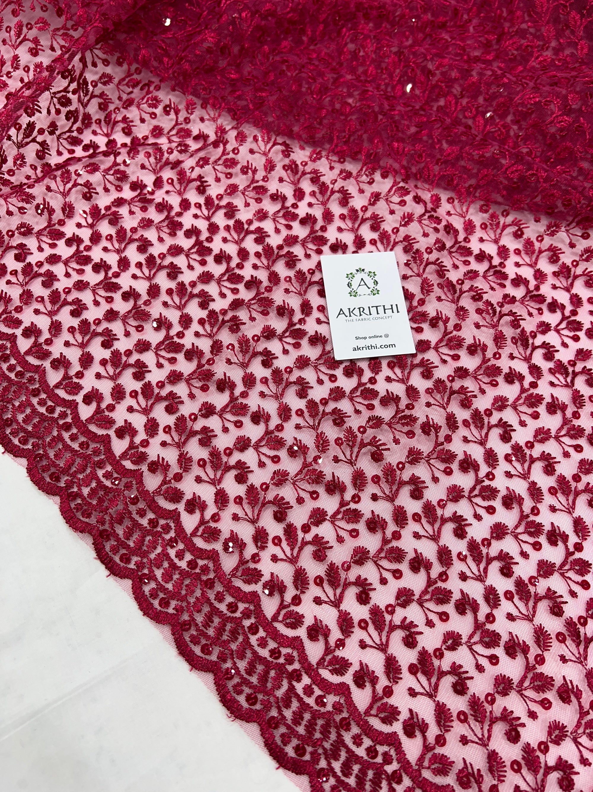 Self Embroidered net fabric