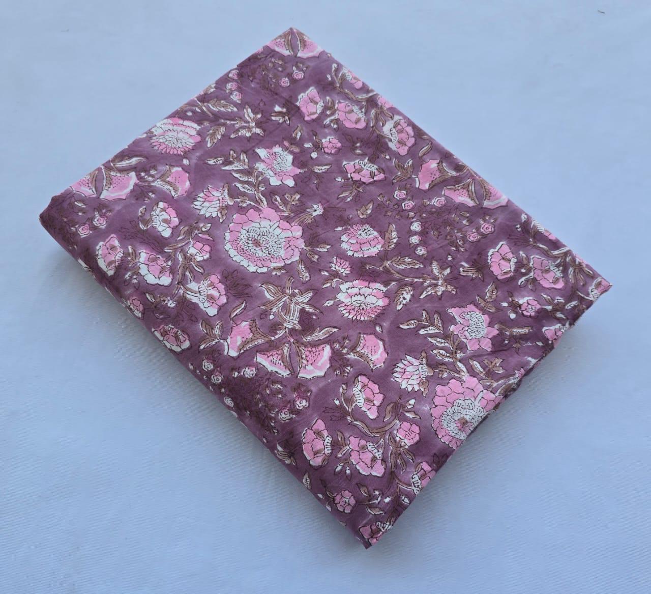 Hand block printed pure cotton fabric
