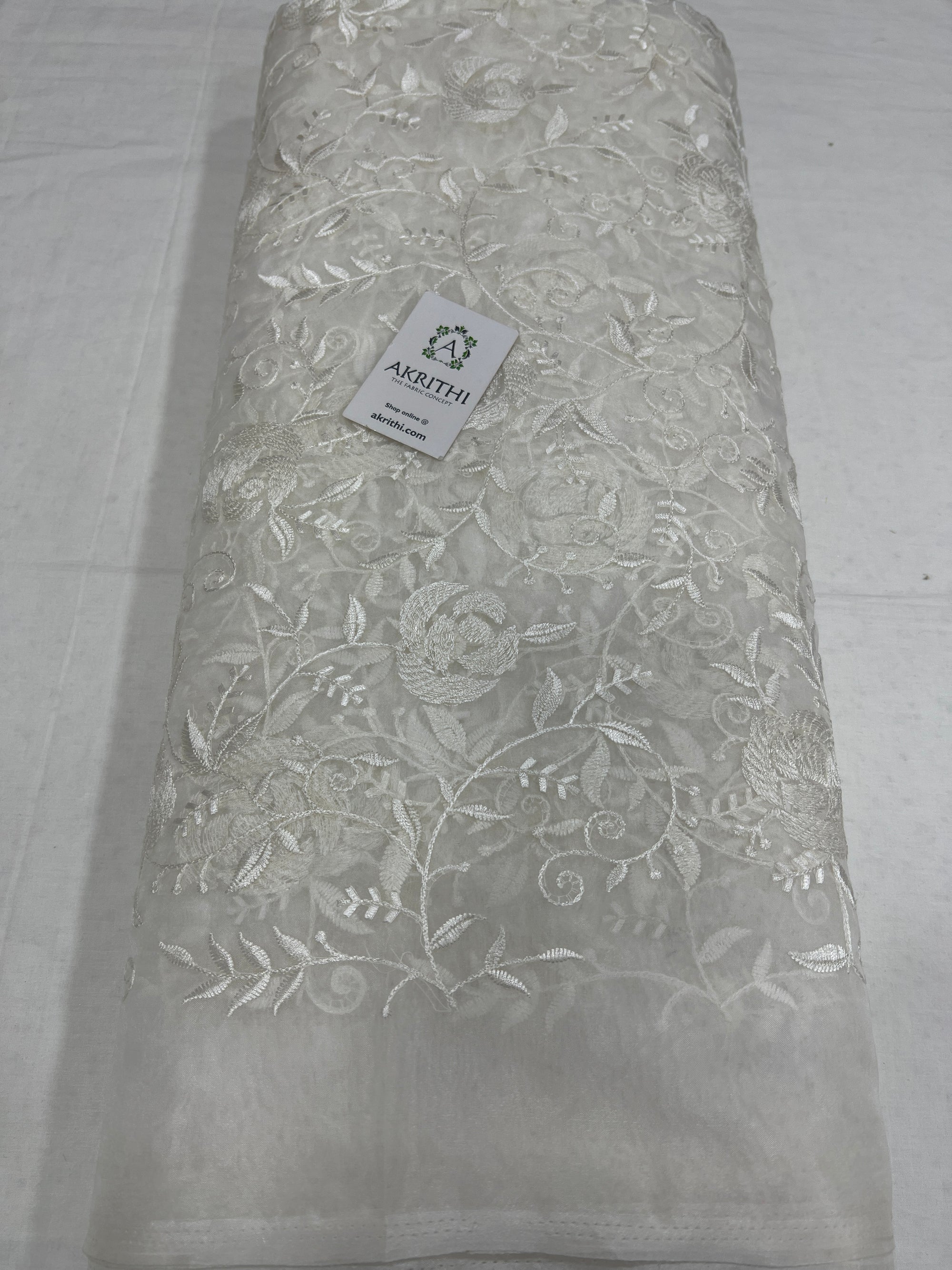Embroidered organza fabric