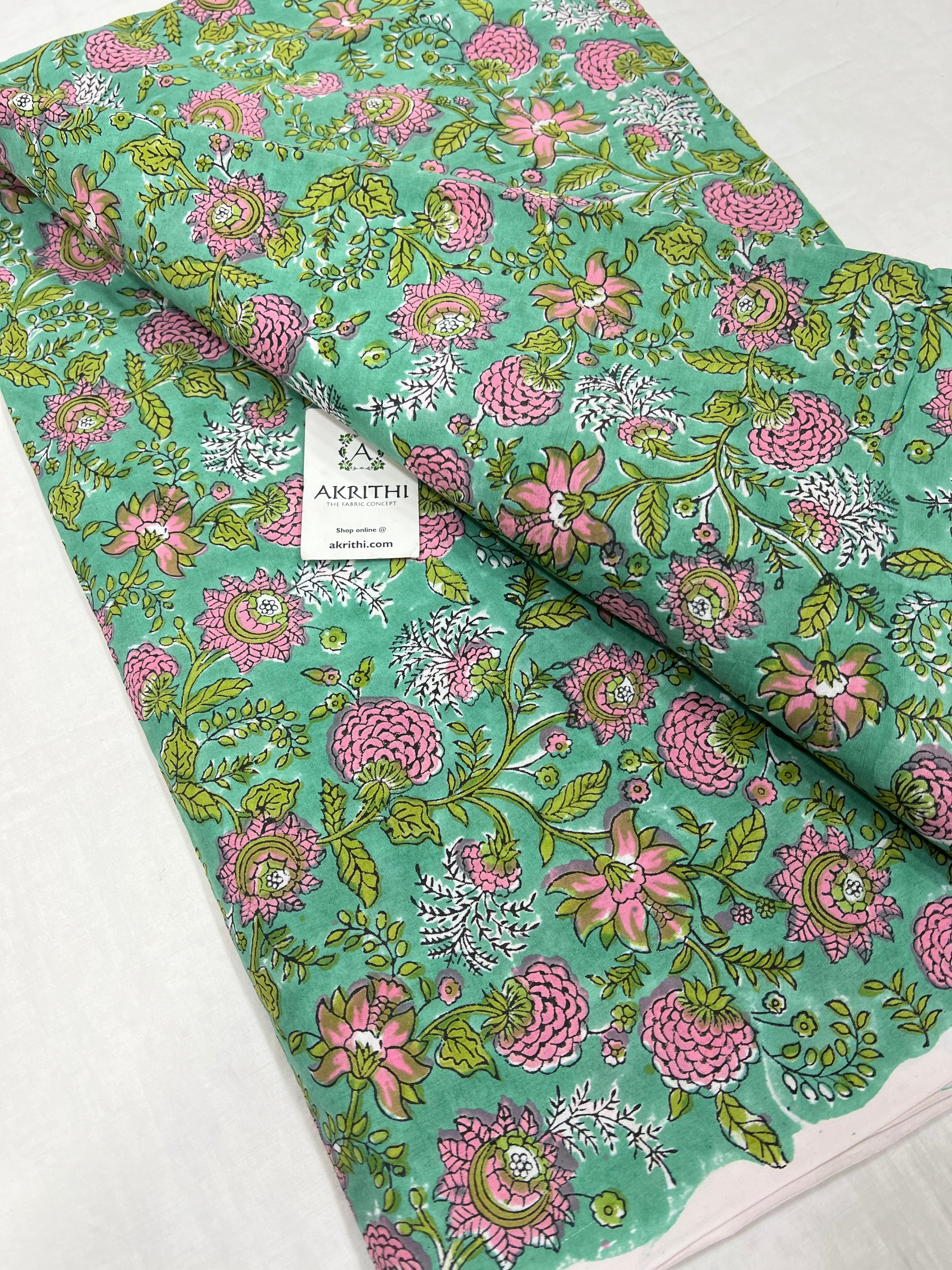 Hand block Printed pure cotton fabric