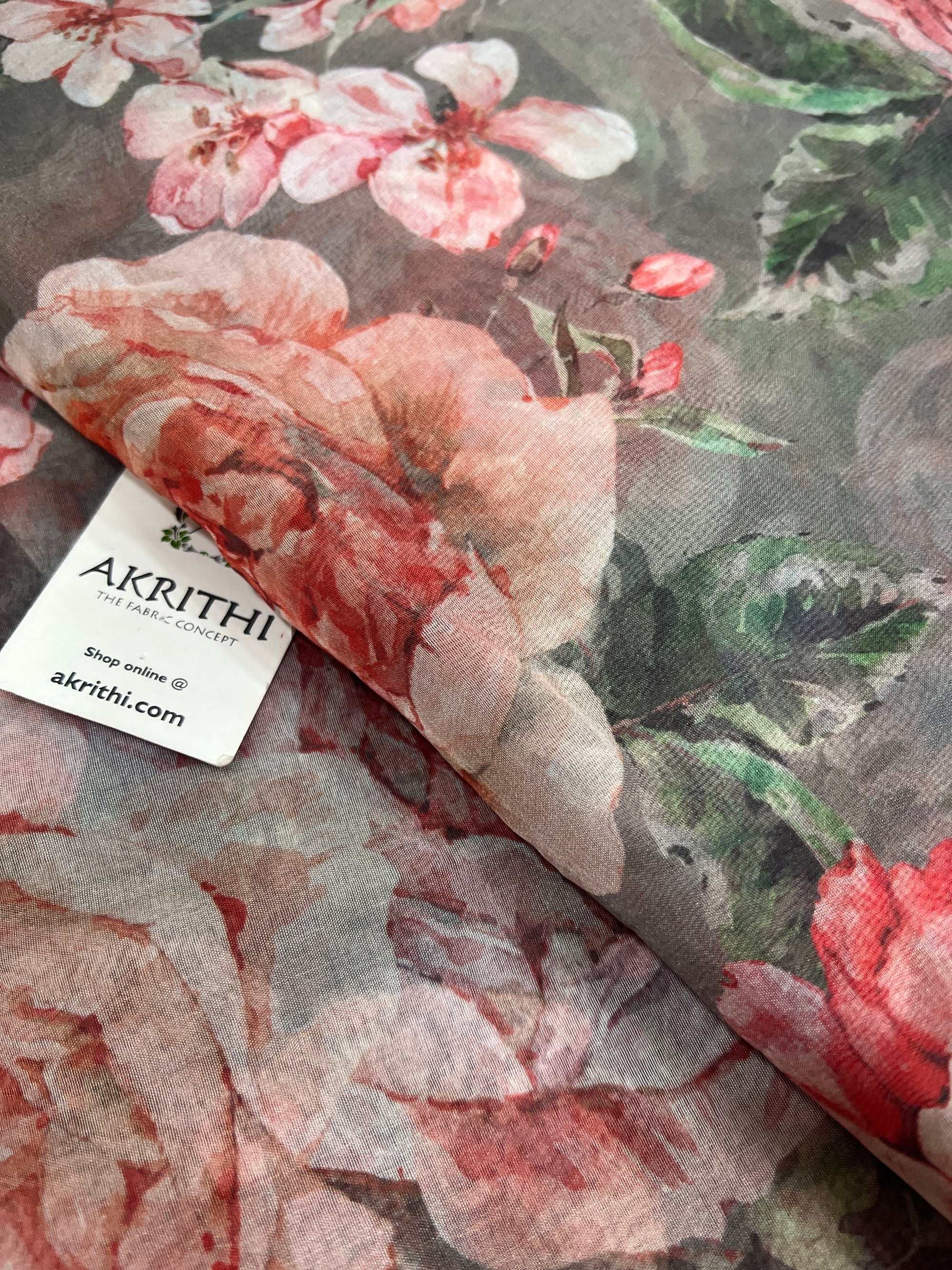 Digital floral Printed organza fabric