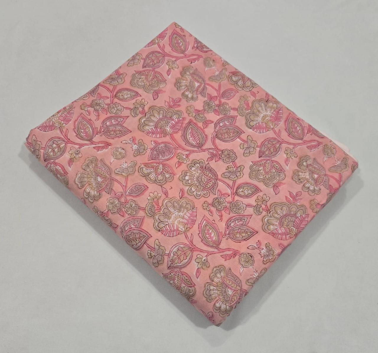 Hand block printed pure cotton fabric