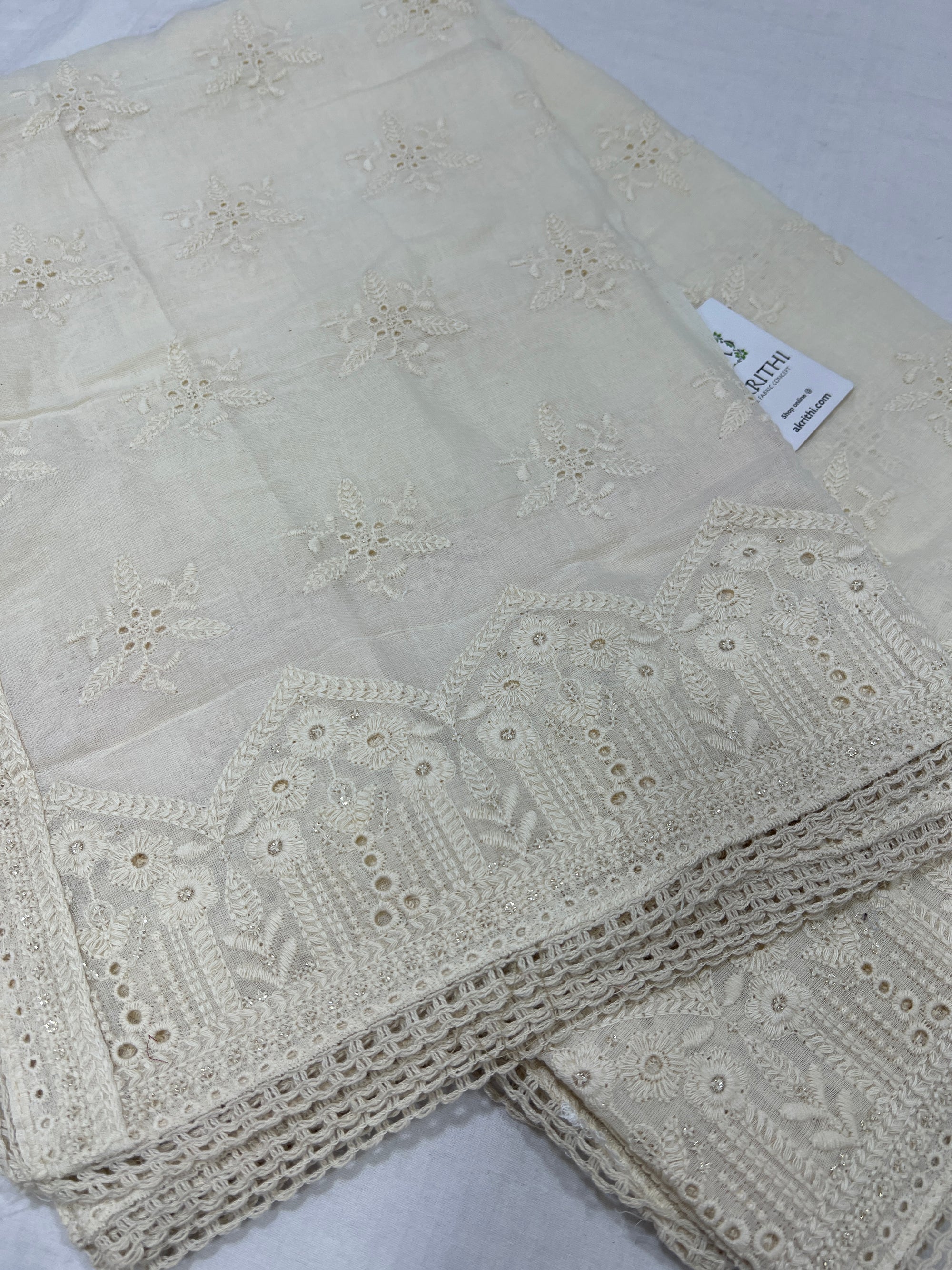 Dyeable Embroidered cotton dupatta