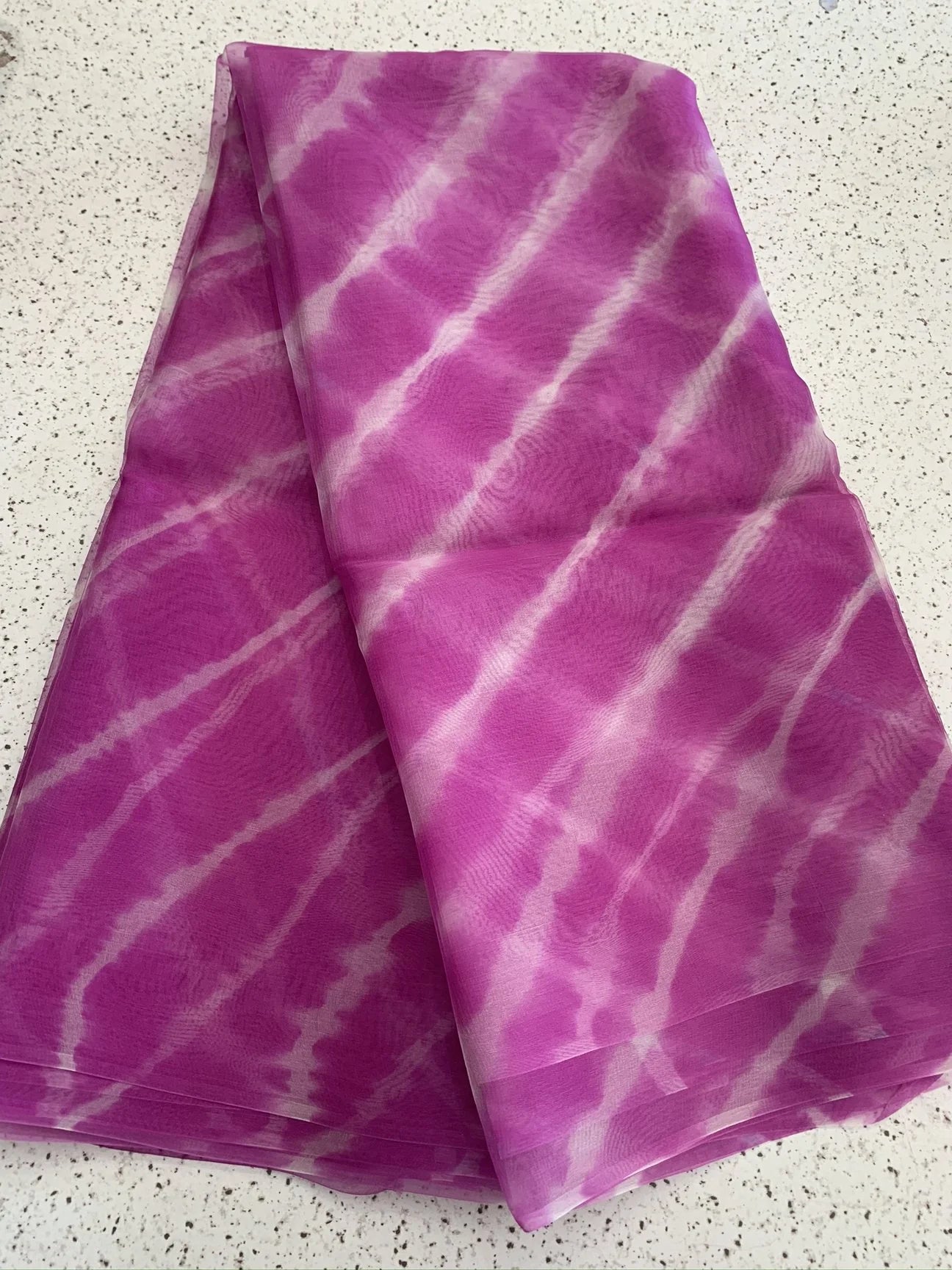 LEHERIYA TIE AND DYE PURE SILK ORGANZA FABRIC - Main Image