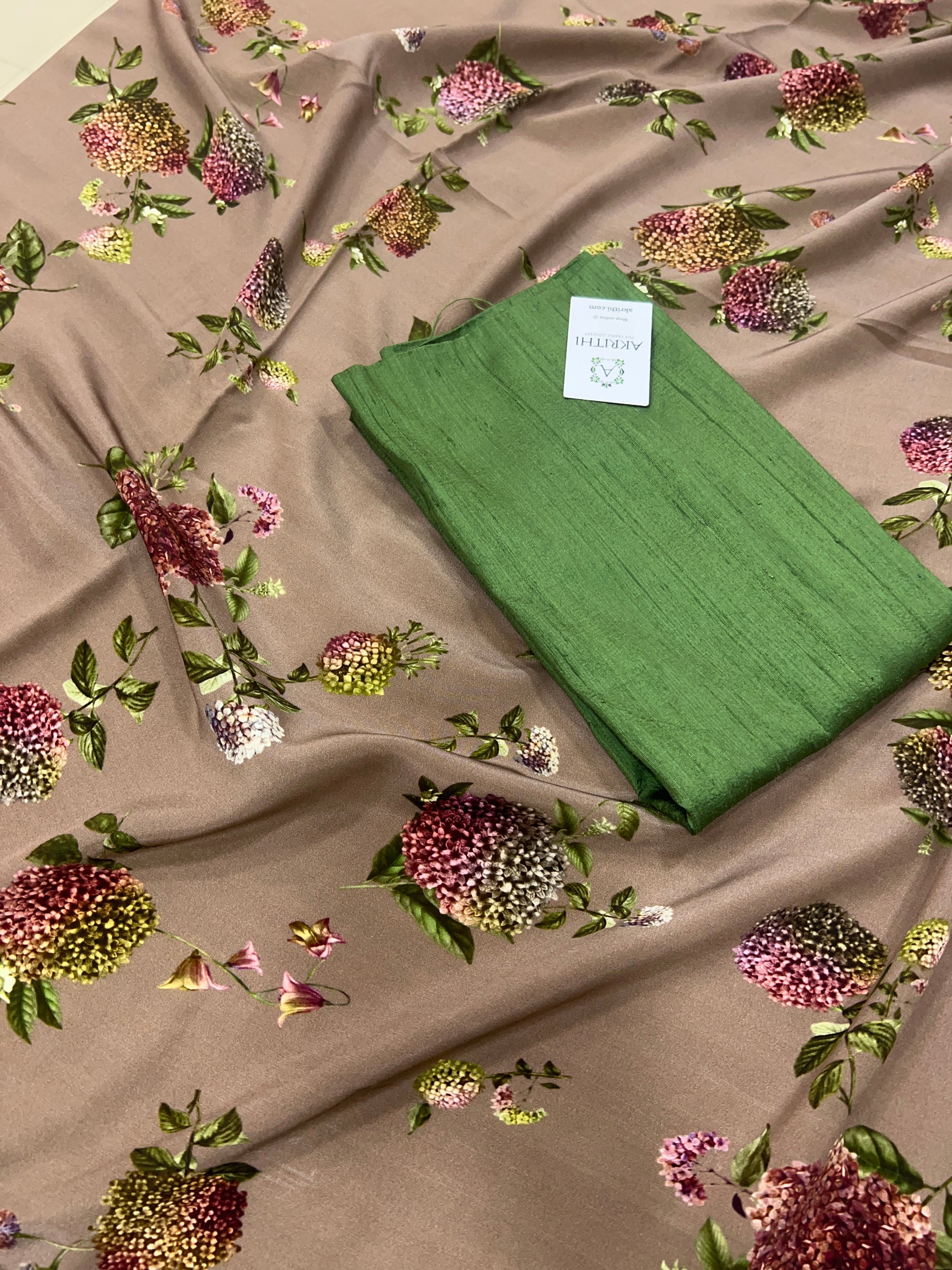 Digital printed pure silk crepe saree with blouse