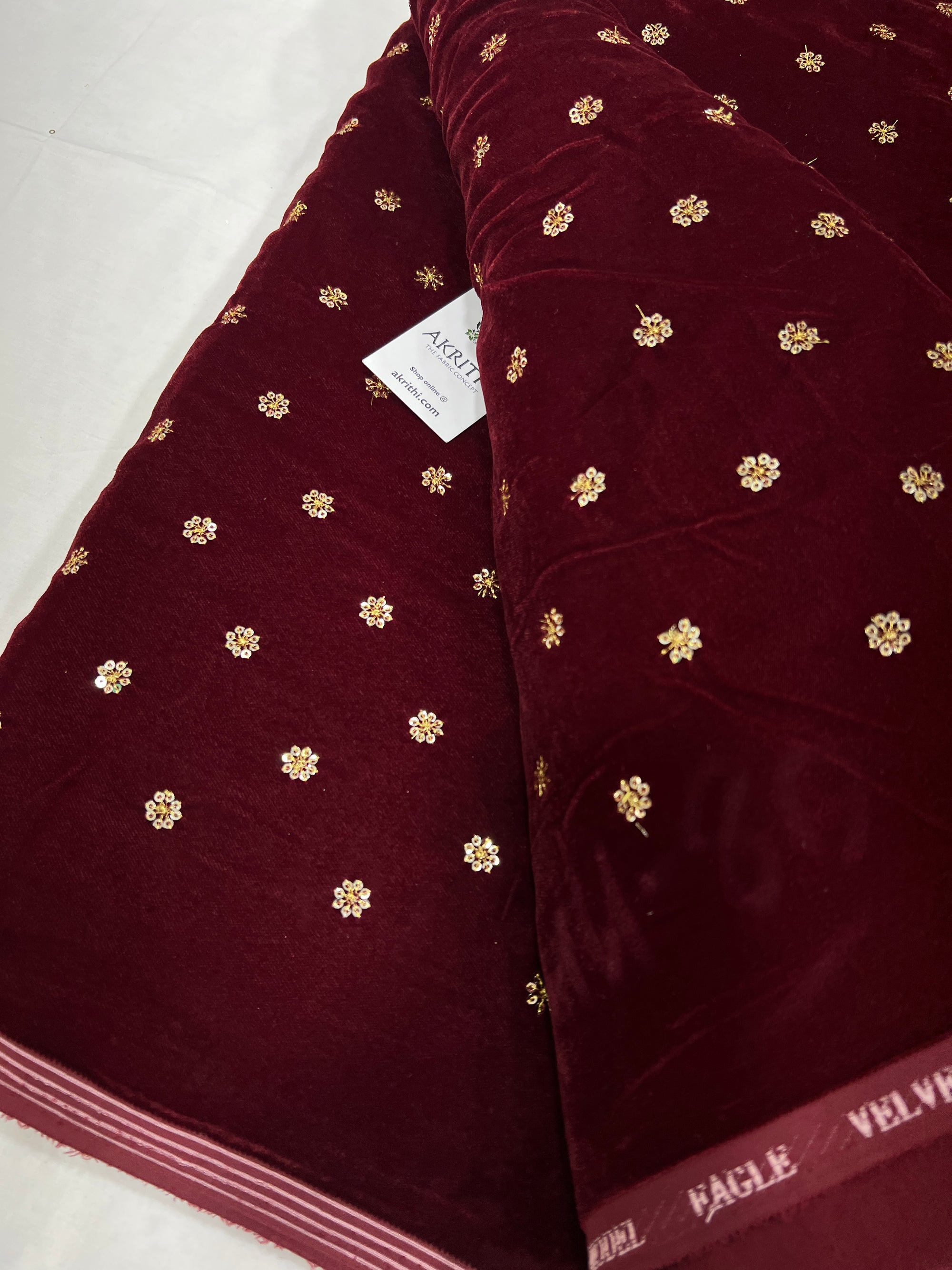 Embroidery on micro velvet fabric