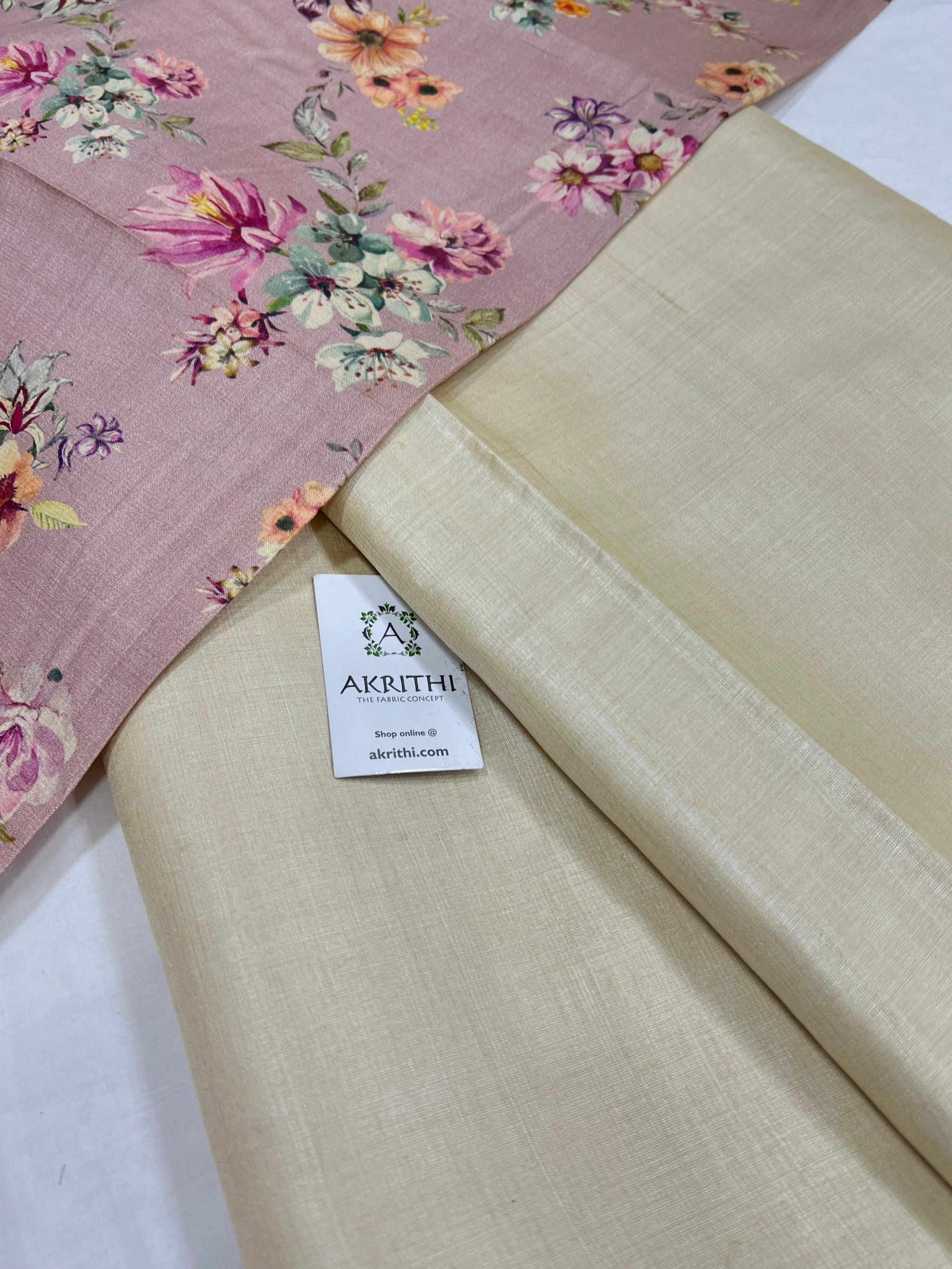 Pure tussar silk saree with printed tussar blouse