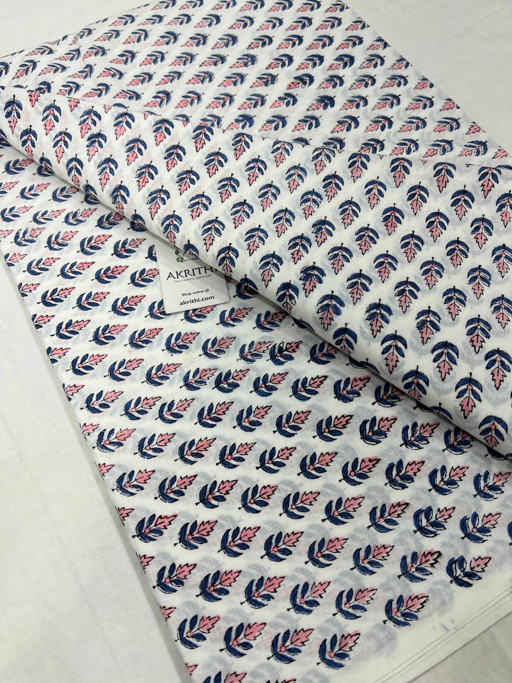 Hand block Printed pure cotton fabric
