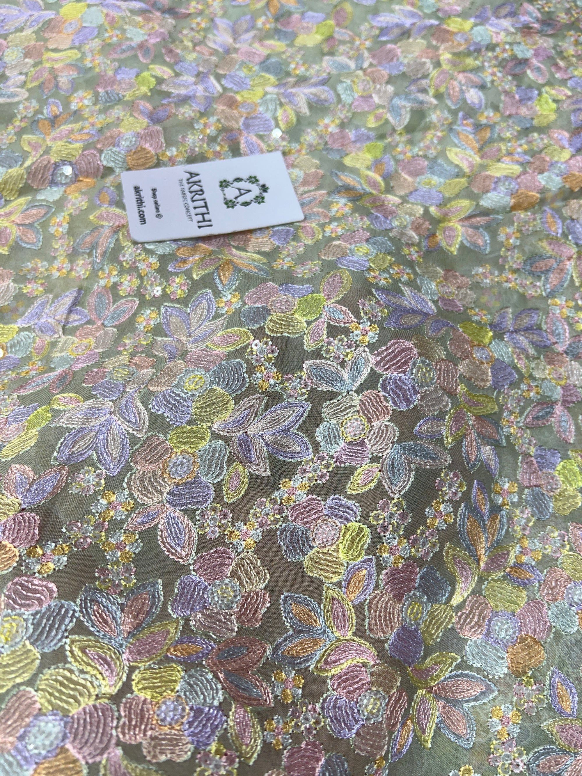 Embroidered organza fabric