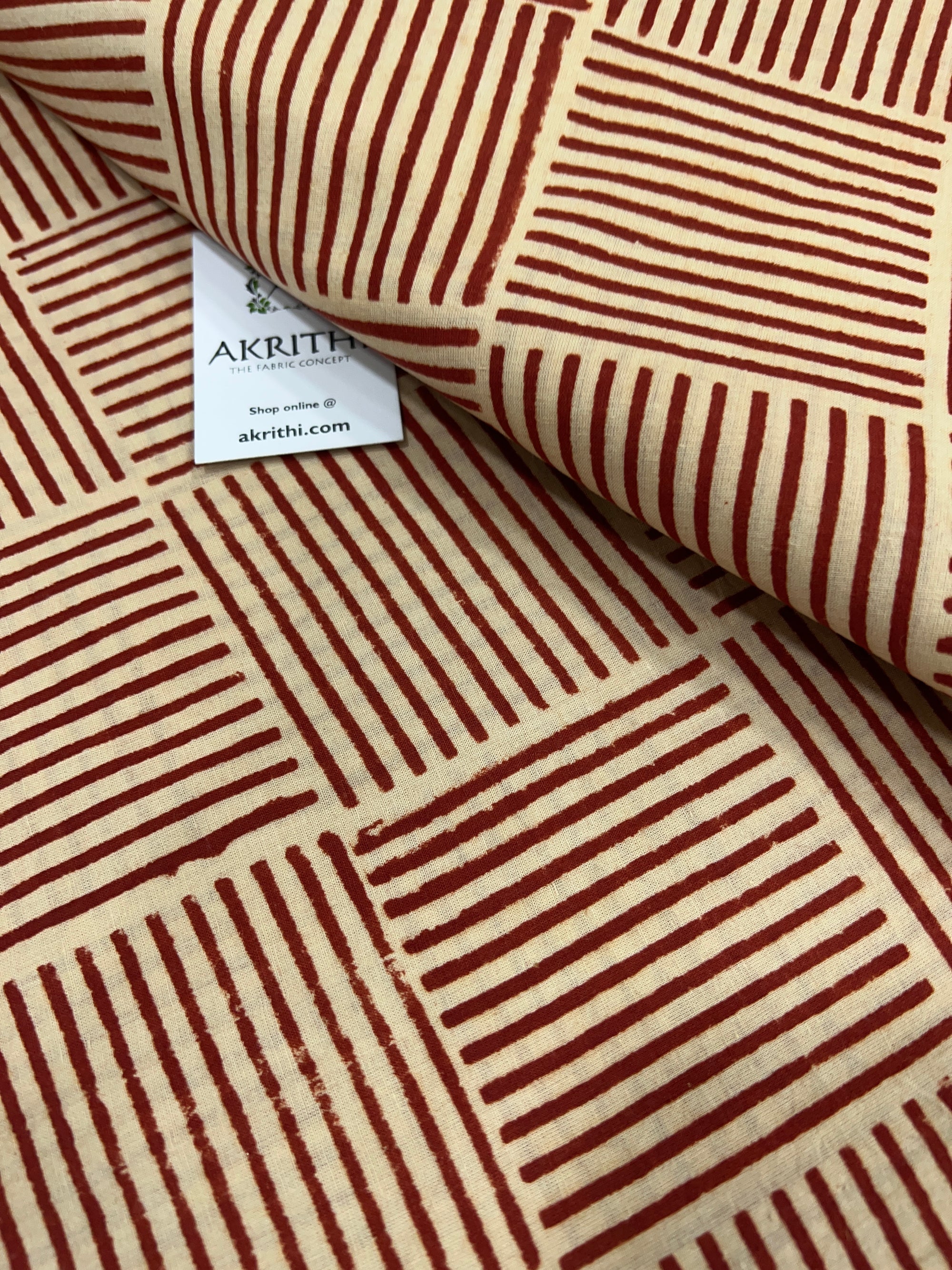 Hand block Printed pure cotton fabric 70 CM CUT